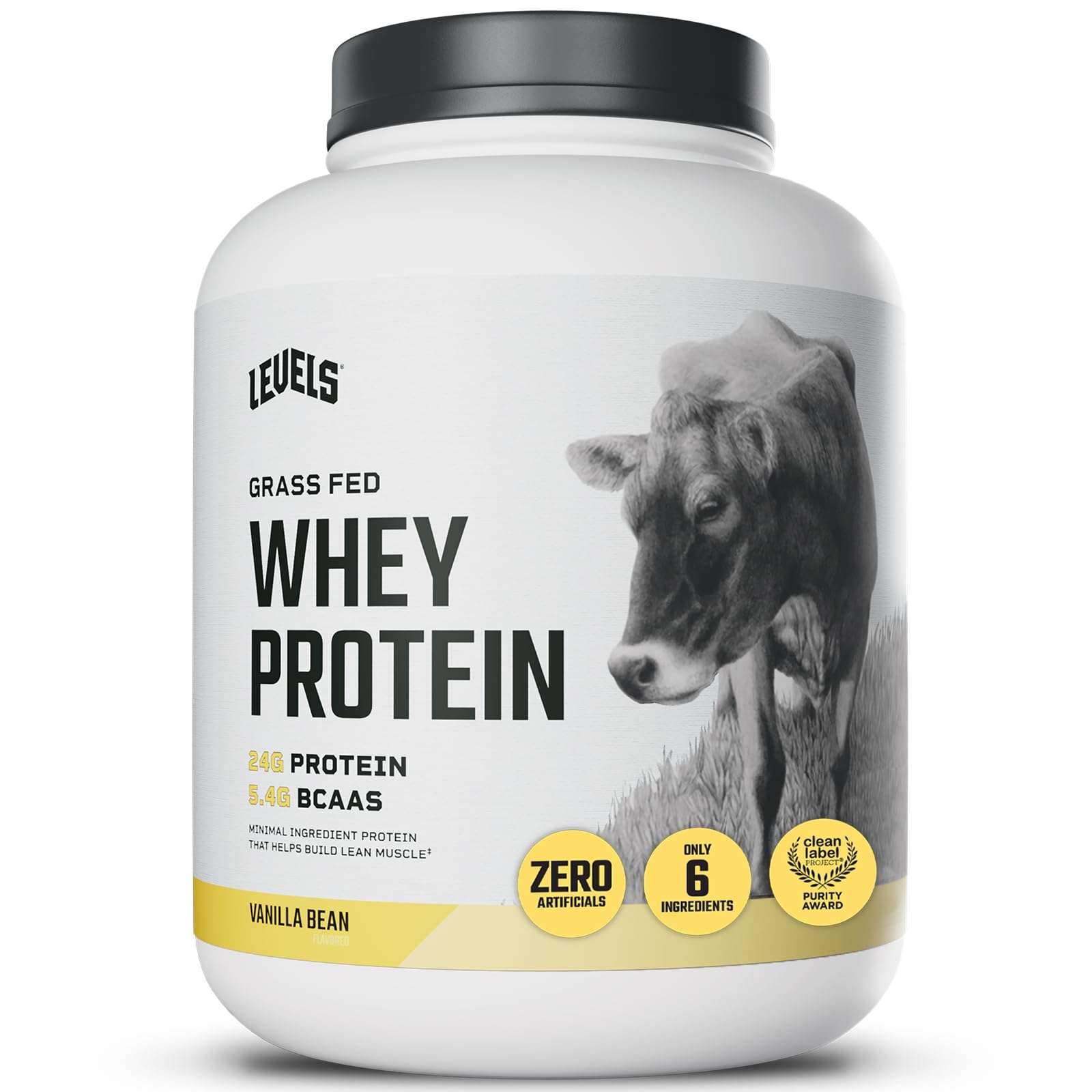 Levels Grass Fed Whey Protein Powder, No Artificials, 24G of Protein, Vanilla Bean, 5LB - Image 1