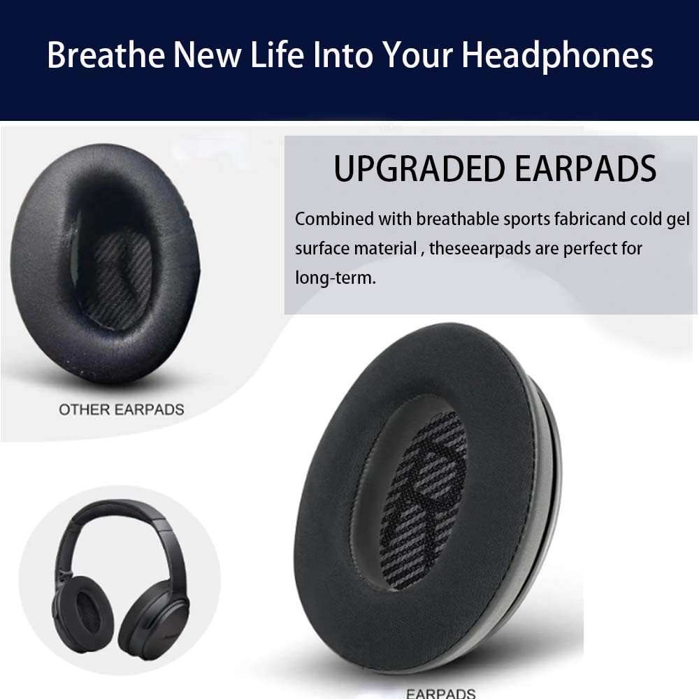 Q30/Q35 Earpadss, Cooling-Gel Bose QC35 Replacement Ear Pads,Earpads for Bose QuietComfort 35 (QC35) & Quiet Comfort 35 II Headphones, Noise Isolation Foam, Added Thickness Ear Pads Cushions - Image 4