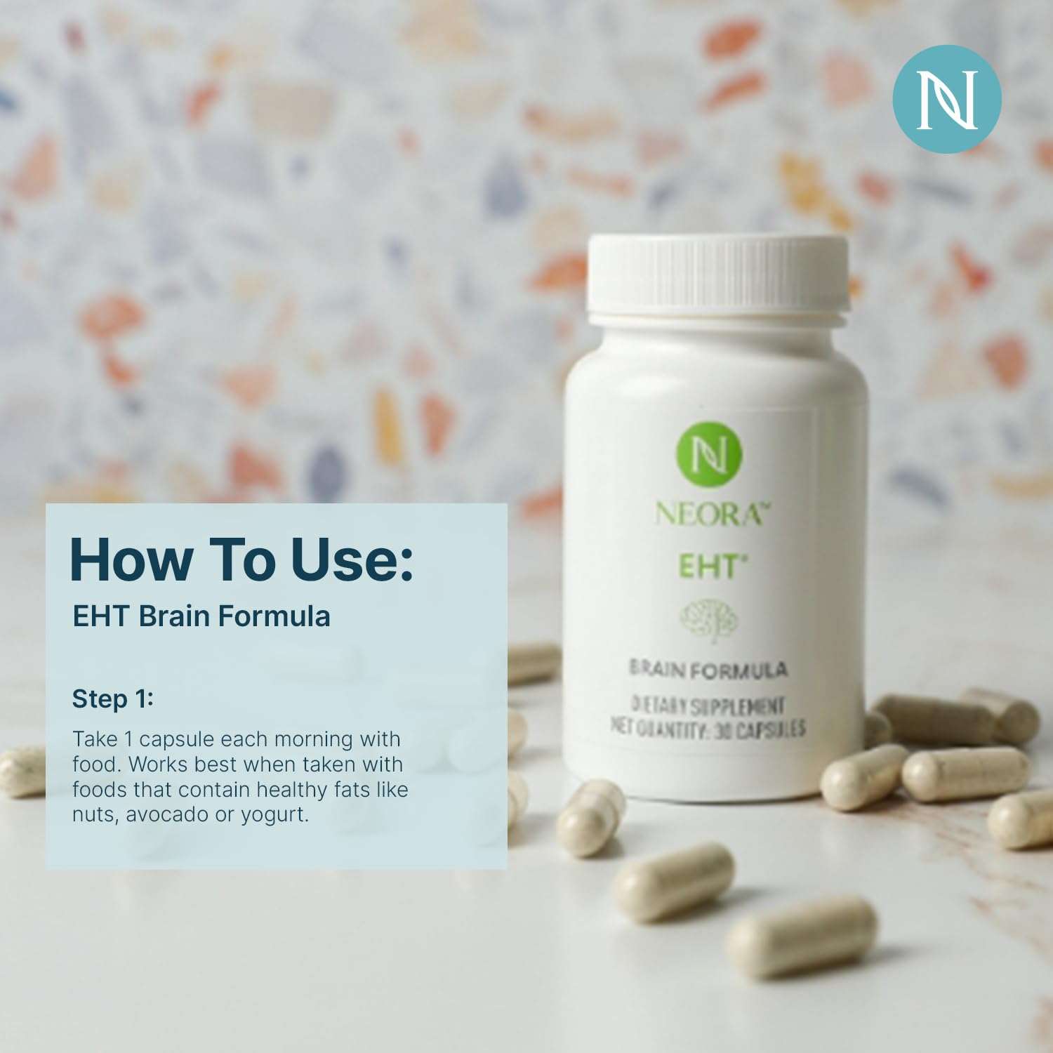 NEORA EHT - Brain Formula with EHT Extract, B6, B12, D, Alpha Lipoic Acid, Huperzine-A for Memory, Focus, Cognitive Health - 30 Capsules - Image 6