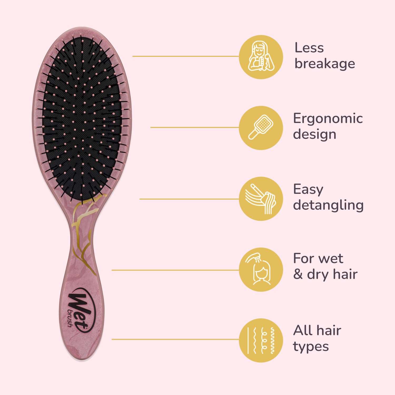 Wet Brush Disney Original Hair Detangler, Belle (Elegant Princess), Ultra-Soft IntelliFlex Bristles, Detangling Brush Glides Through Tangles (Wet Dry & Damaged Hair), Women & Men - Image 4