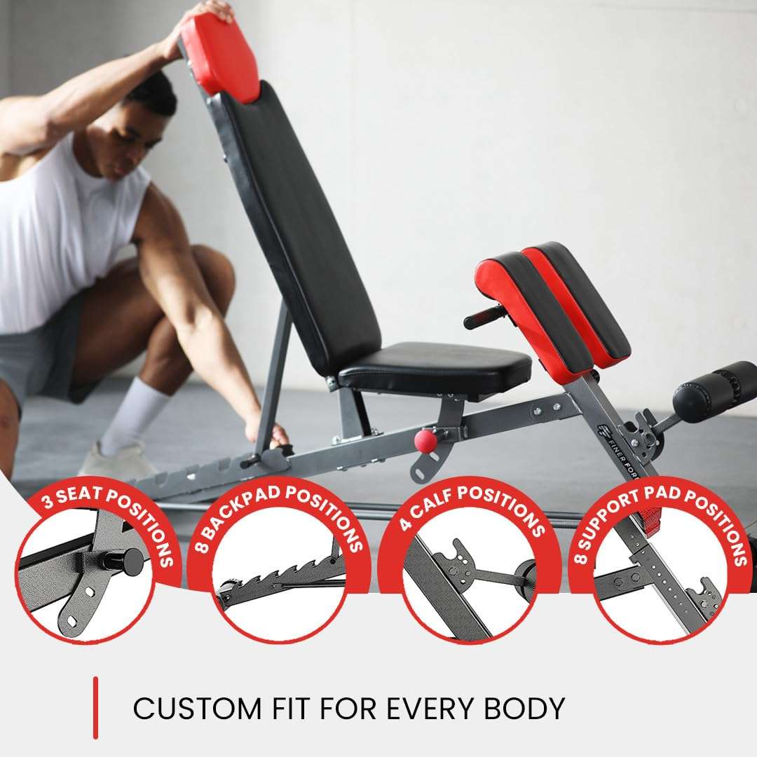 Finer Form Multi-Functional FID Weight Bench for Full All-in-One Body Workout – Hyper Back Extension, Roman Chair, Adjustable Ab Sit up Bench, Incline Decline Bench, Flat Bench - Image 2