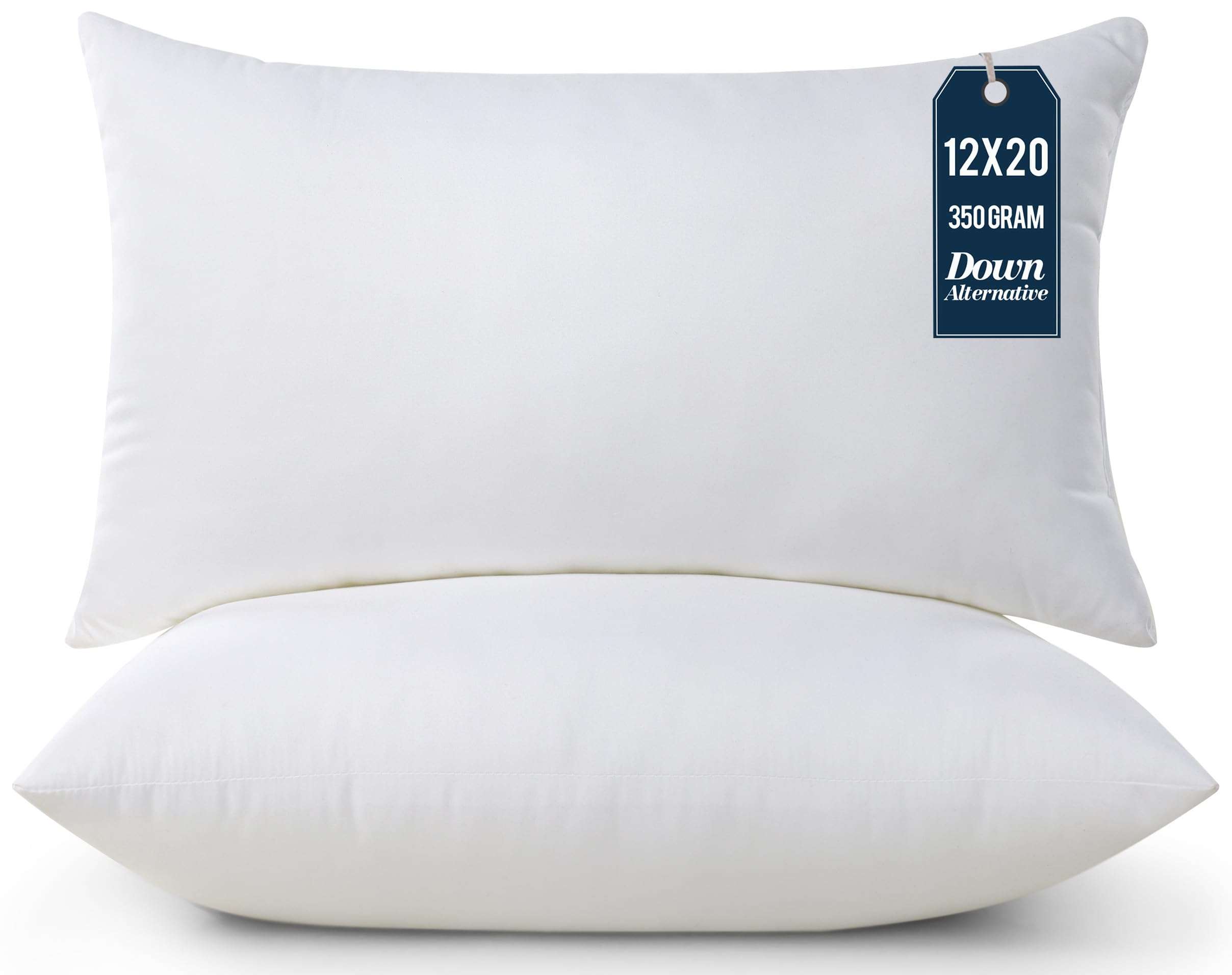 Utopia Bedding Throw Pillows (Pack of 2, White), 12 x 20 Inches Indoor Decorative Pillow Insert for Sofa, Bed and Couch - Image 1