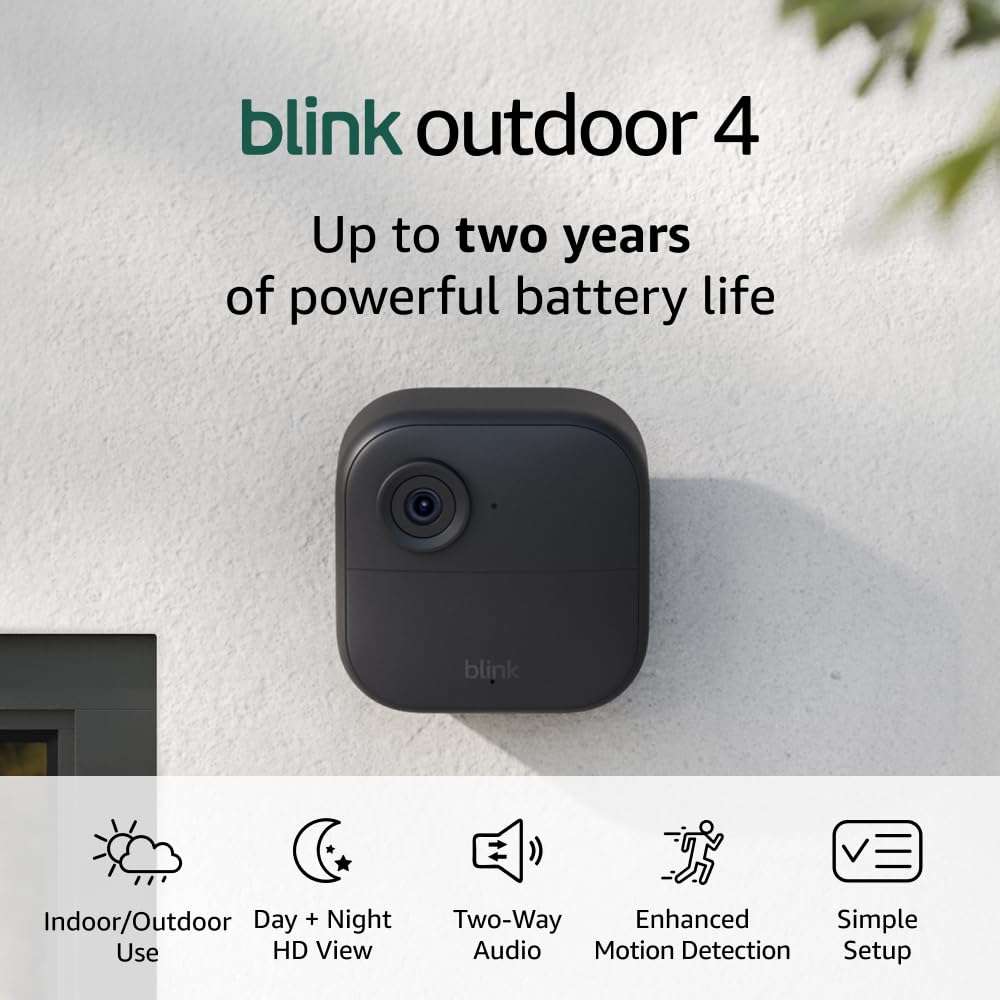 Blink Outdoor 4 (newest model), Wireless smart security camera, two-year battery, 1080p HD day and infrared night live view, two-way talk – 5 camera system - Image 7