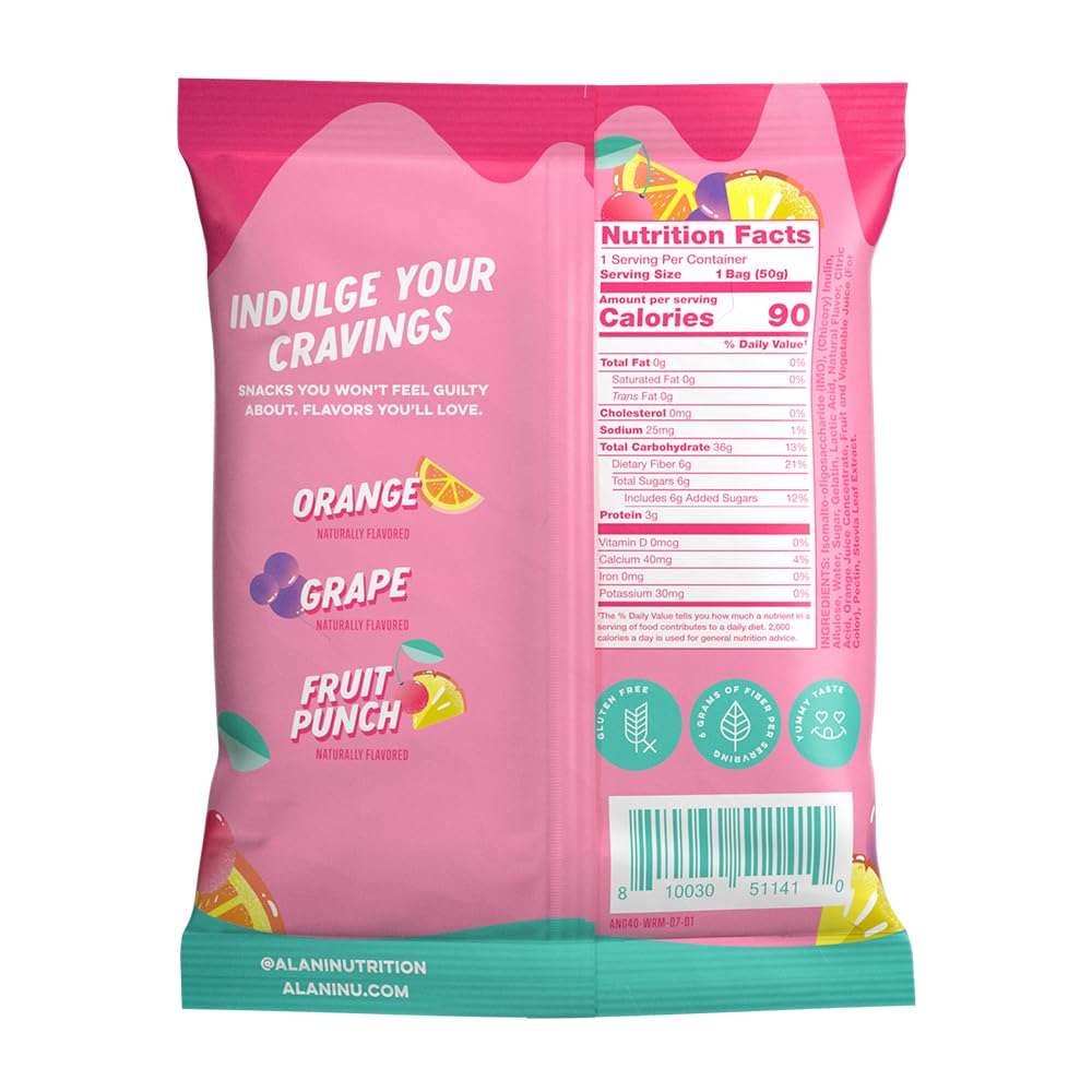 Alani Gummis Sour Gummy Worms Low Sugar Gummy Candy (6G) | 90 Calories per Bag | On-The-Go Snacks | Gluten Free | 6G of Fiber | Naturally Flavored | Pack of 12 - Image 2