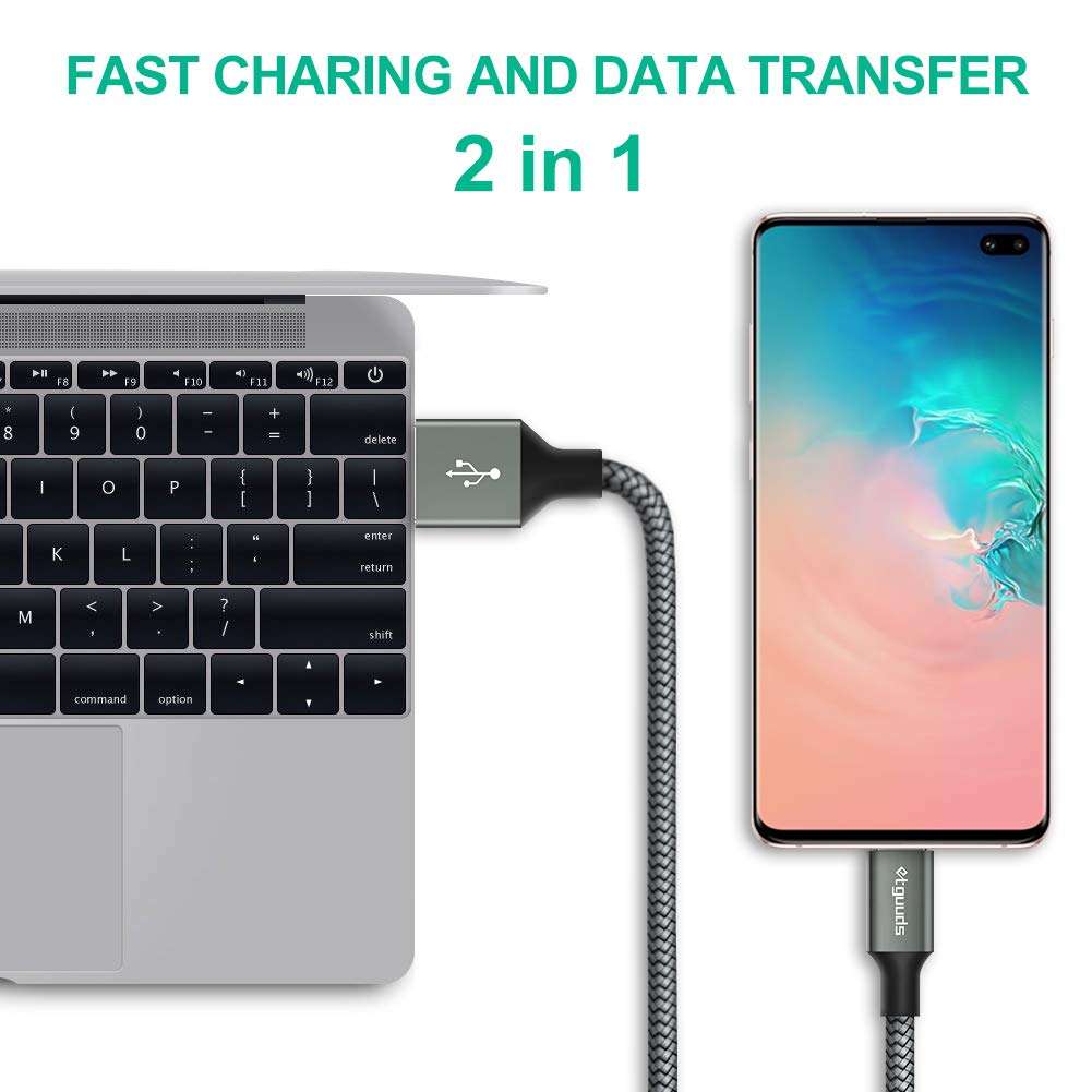 etguuds USB to USB C Cable 3ft, 2-Pack USB A to Type C Charger Cord Fast Charging for Samsung Galaxy A15 A25 A35 A55 A54, S24 S23 S22 S21 S20 S10 S10E, Note 20 10, Moto G, for iPhone 16 15, Gray - Image 4