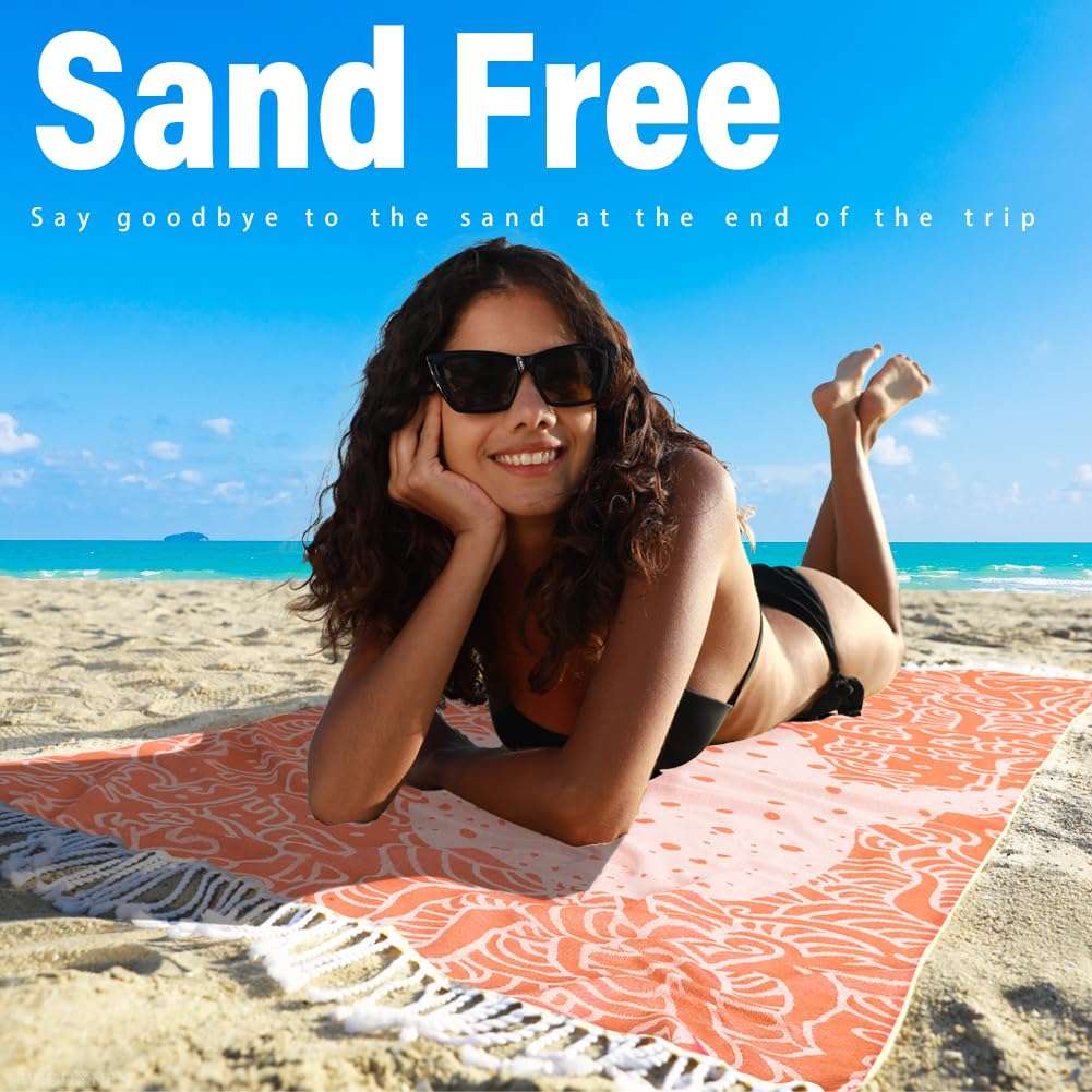 Widdonen Thin Turkish Beach Towel Lightweight Quick Dry Absorbent Cotton Bathroom Bath Pool Swim Towels Extra Large Oversized Sand Free Beach Accessories Essentials Cloud Gifts for Adult - Image 4