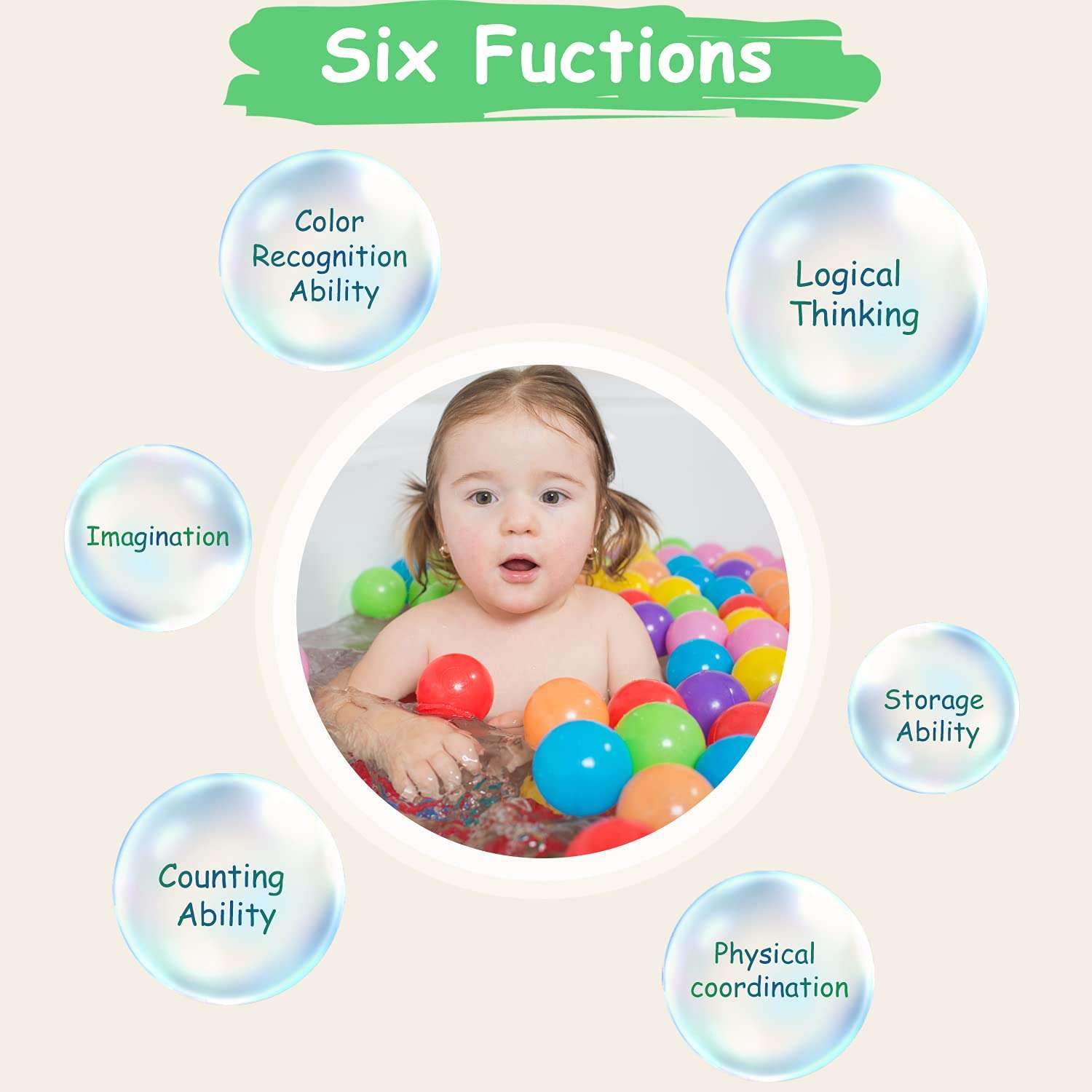 Hovenlay Ball Pit Balls Phthalate Free BPA Free Crush Proof Plastic - 7 Bright Colors in Reusable Play Toys for Kids with Storage Bag - Image 4