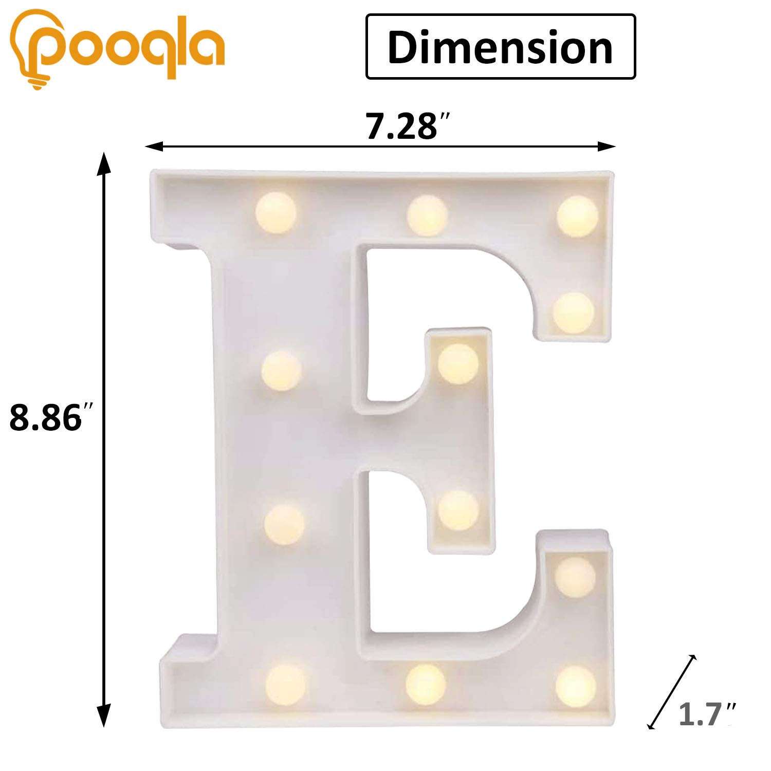 Pooqla LED Marquee Letter Lights Sign, Light Up Alphabet Letter for Home Party Wedding Decoration E - Image 2