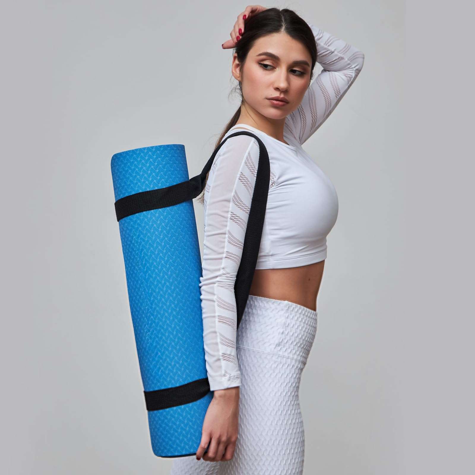 Black Yoga Mat Straps, Yoga Strap for Carrying Mat Multi-purpose Yoga Mat Holder Sling Adjustable Straps Yoga Mat Holder Sling for Most Size Mats (Yoga Mat Not Included) - Image 7