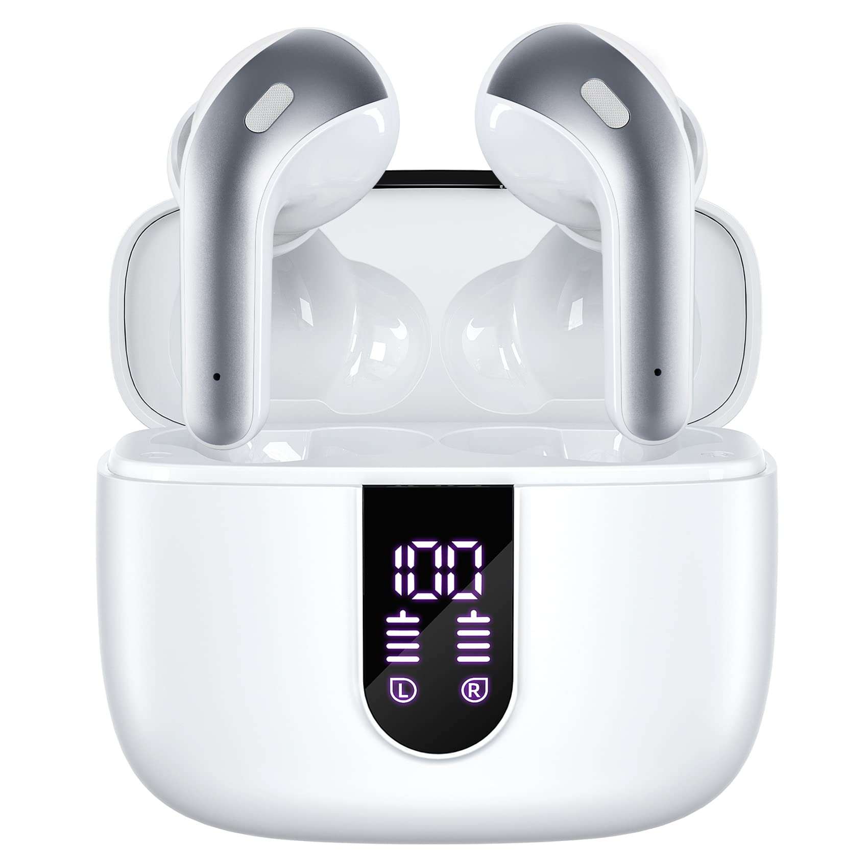 TAGRY Bluetooth Headphones True Wireless Earbuds 60H Playback LED Power Display Earphones with Wireless Charging Case IPX5 Waterproof in-Ear Ear buds with Mic for TV Smart Phone Laptop Computer Sports - Image 1