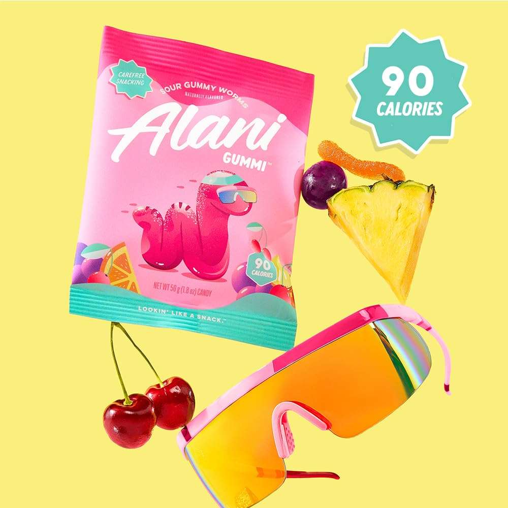Alani Gummis Sour Gummy Worms Low Sugar Gummy Candy (6G) | 90 Calories per Bag | On-The-Go Snacks | Gluten Free | 6G of Fiber | Naturally Flavored | Pack of 12 - Image 5