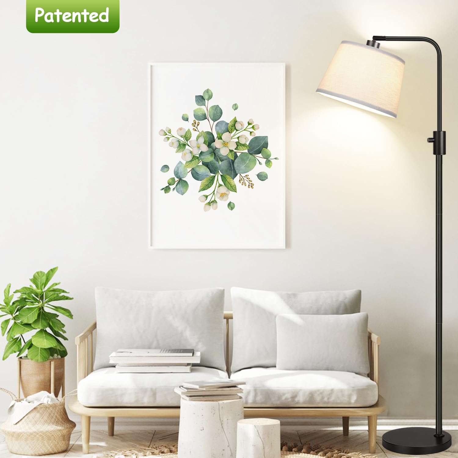 【Upgraded】 Dimmable Floor Lamp, 1000 Lumens LED Edison Bulb Included, Arc Floor Lamps for Living Room Modern Standing Lamp with Linen Shade, Tall Lamp for Bedroom Office Dining Room- Black - Image 7
