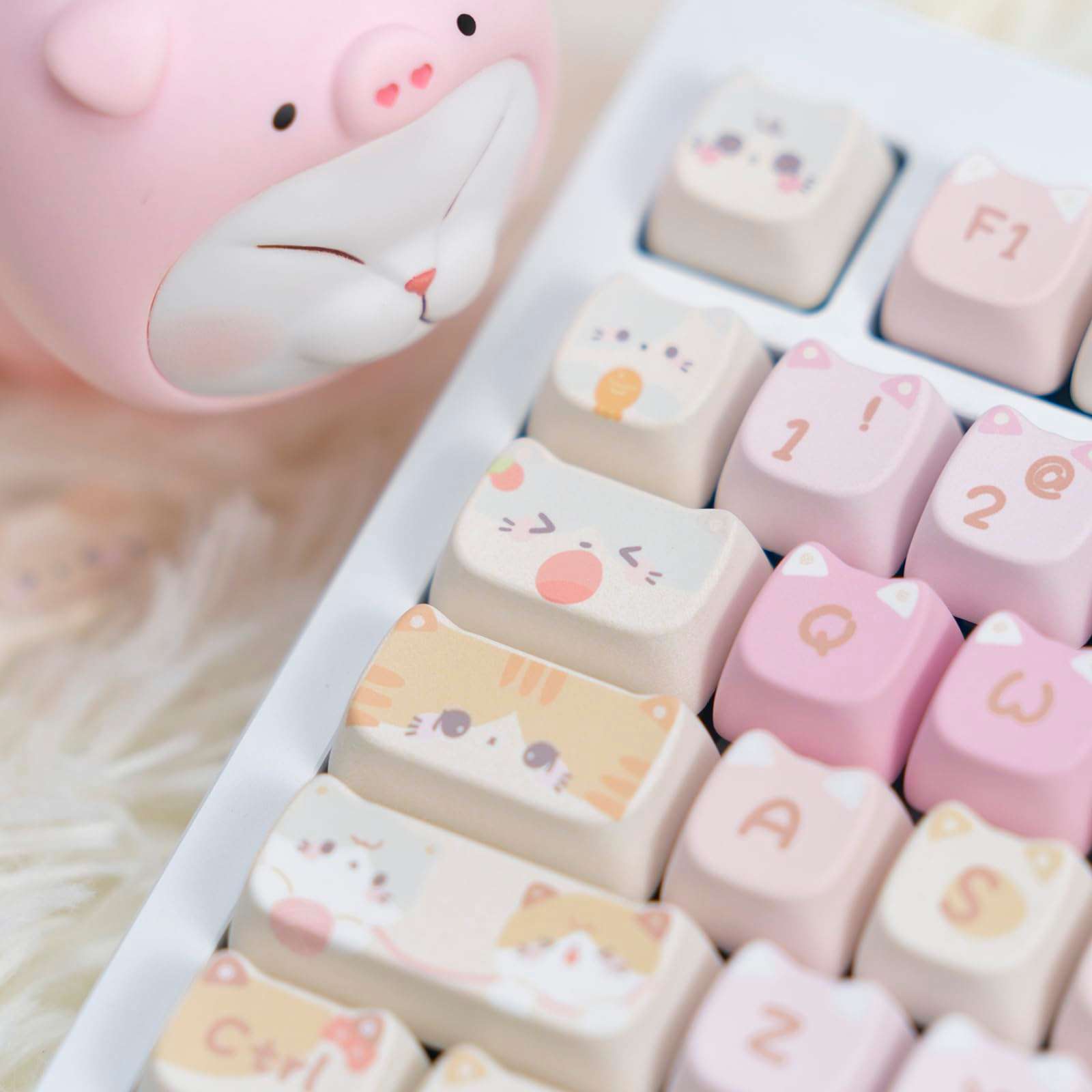 KiiBoom x Maorbeng Meow Meow Squad Keycaps Set, Dye-Sublimation PBT, Mao Profile, 142 Keys Custom Keycaps for ANSI Layout, MX Switches Mechanical Gaming Keyboard - Image 4