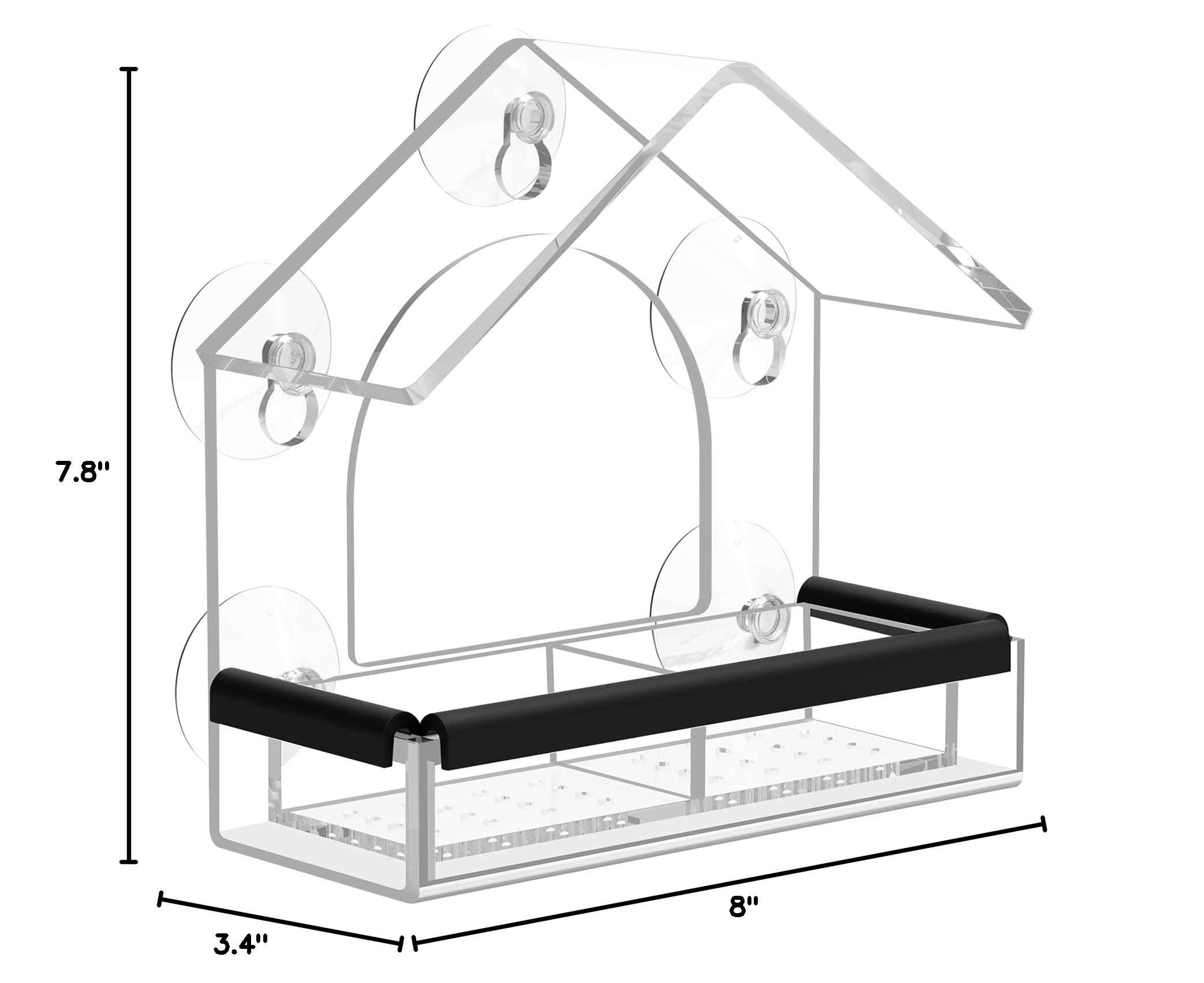 Clear Window Bird Feeder with 5 Extra Strong Suction Cups, DY-SKTY Sturdy and Durable Acrylic Birdfeeders for Viewing Wild Birds Outside, as a Bird Watching Gift, Outdoor Birdhouse Box, Garden Decor - Image 3