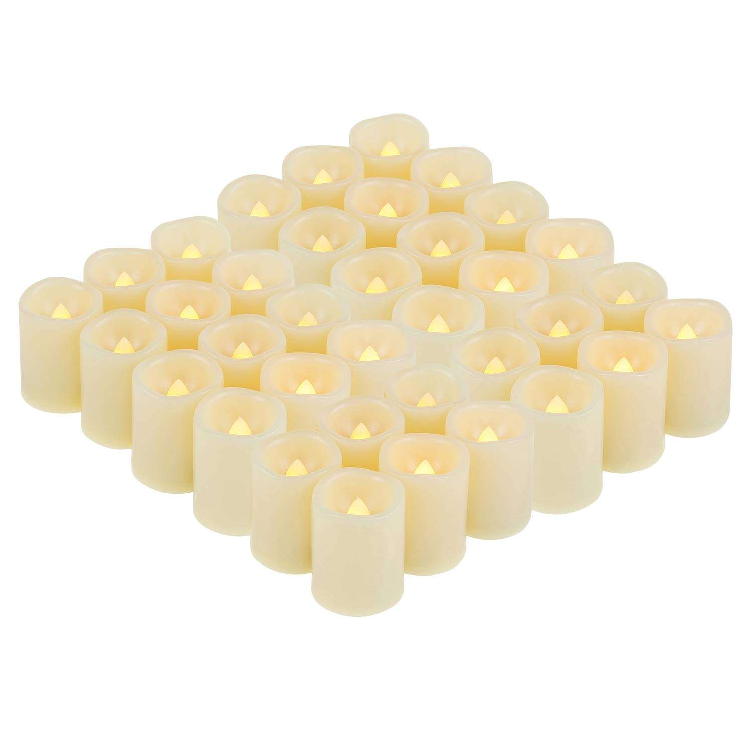 36 Pack Flameless Battery Operated LED Votive Candles Flickering Electric Fake Tea Lights Candle Bulk Set for Christmas Home Party Decorations Wedding Supplies 1.5x2 inch Batteries Included - Image 1