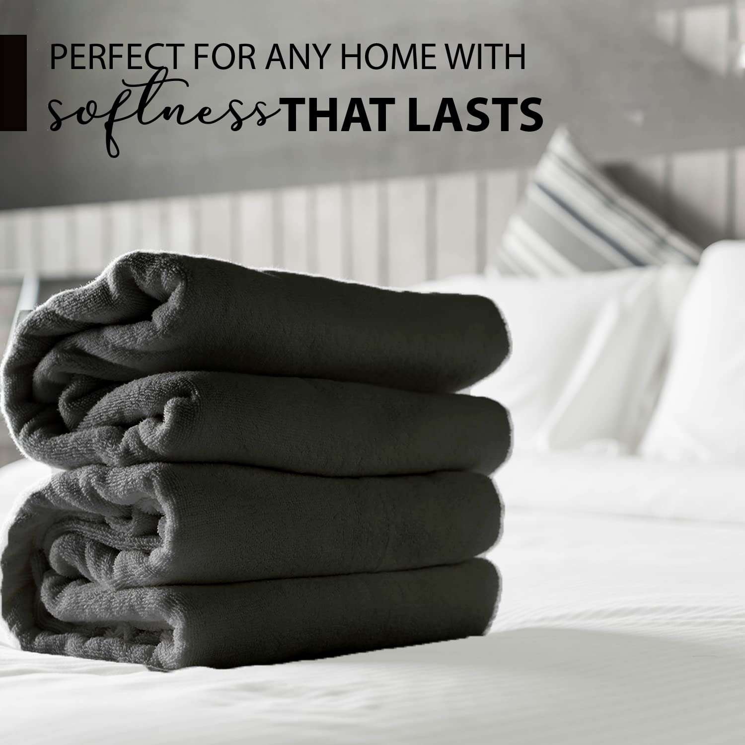 KAHAF COLLECTION 100% Cotton Bath Towels, 24x48 Pack of 6 Towels, Quick Dry, Highly Absorbent, Soft Feel Towel, Gym, Spa, Bathroom, Shower, Pool, Luxury Soft Towels (Grey, 24x48-6 Pack) - Image 2