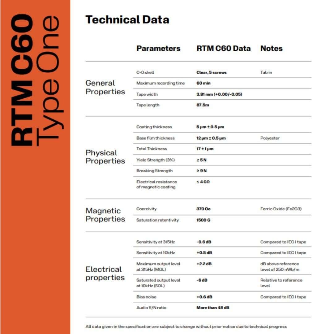 RTM C60 | Type One 60 Minute Blank Music Cassette | Ideal for Audio Recording | Studio Quality | Single Cassette - Image 5