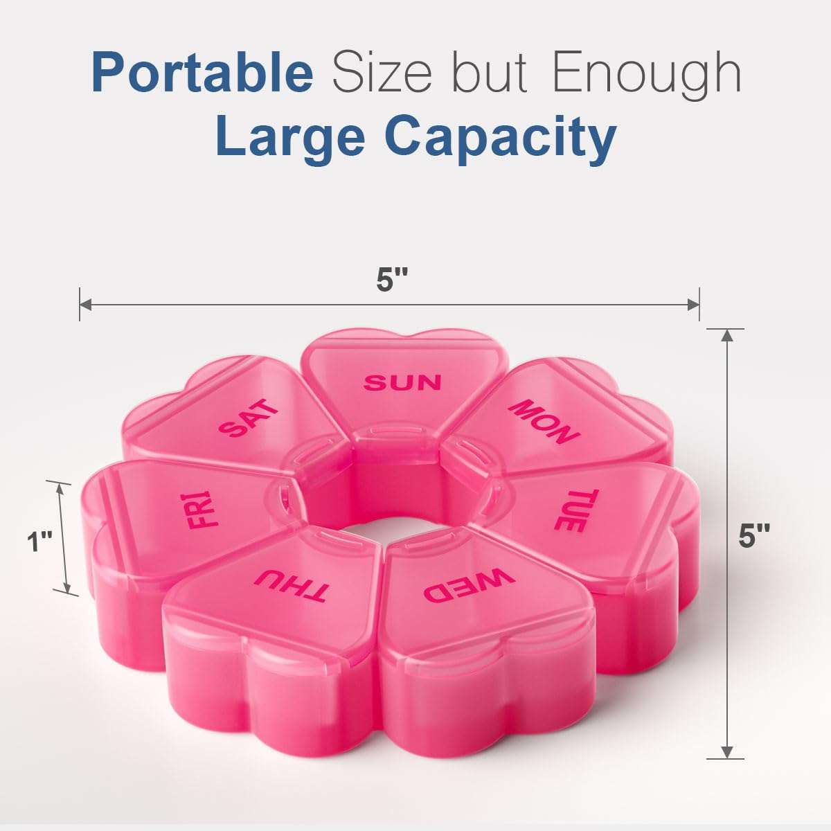 Large Weekly Pill Organizer, Pill Box 7 Day, KAPENS Daily Vitamin Case Large Capacity Compartments, Pill Containers for Fish Oil Medicine Supplements, Red - Image 6