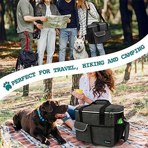 PetAmi Dog Travel Bag - Organizer with Food Container and Bowls, Supplies for Weekend Camping, Cat Diaper Bag (Charcoal, Large) - Image 6