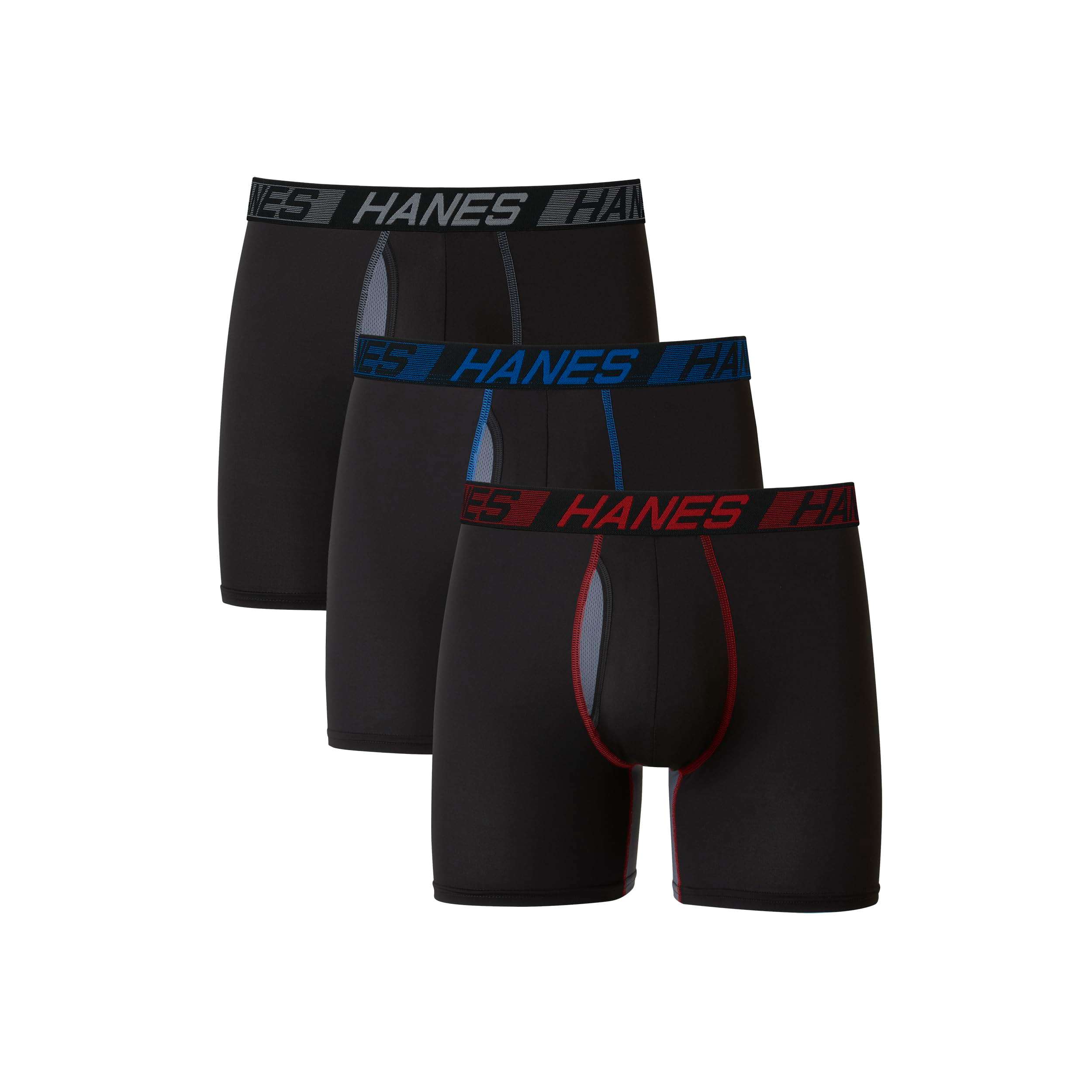 Hanes Men's Anti-Chafing, 3 Pairs, Cool & Breathable Cotton Pouch Underwear, Moisture-Wicking Boxer Briefs - Image 1