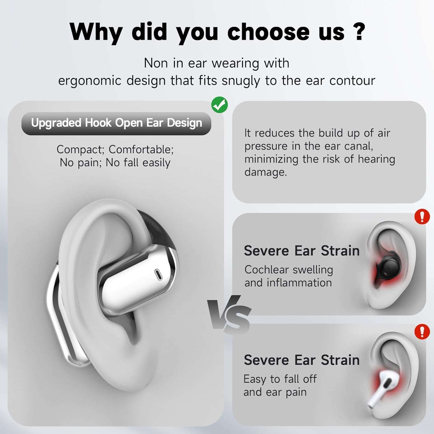 Open Ear Bone Conduction Bluetooth 5.4 Headphones,Wireless Earbuds Built-in Mic Sport Over Earphones with Comfort Ear Hooks LED Display Charging Case,Waterproof IPX7 Headset for Running Fitness,Black1 - Image 2