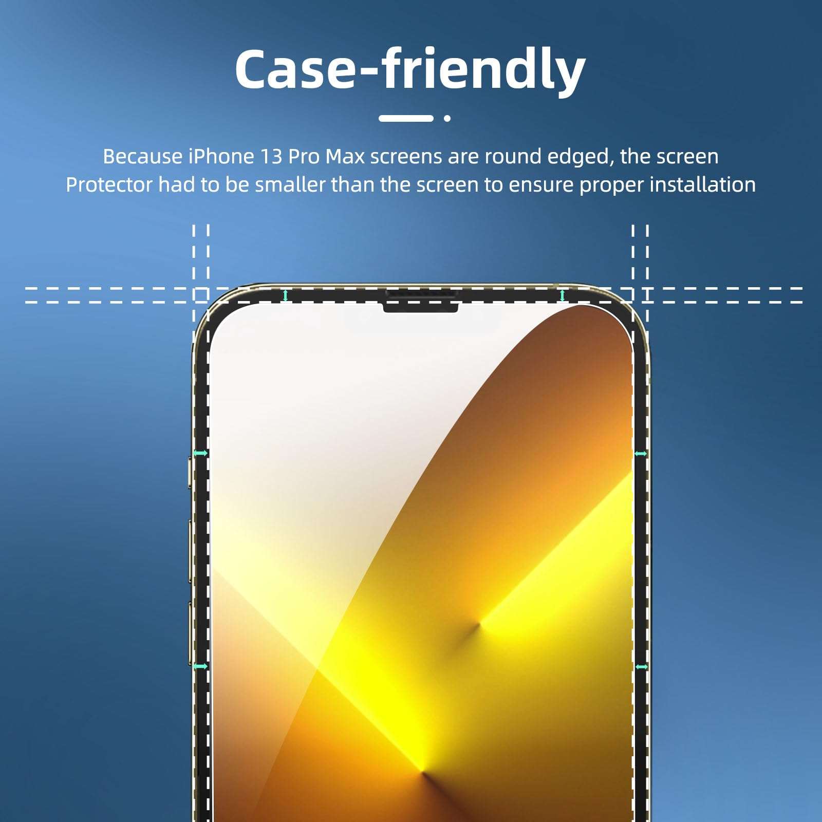 NEW'C 3x iPhone 13 Pro Max Screen Protector (6.7") + 3x Camera Lens | Sensor Protection | Dust Plug | Case Friendly | Tempered Glass Film | Ultra Resistant - Image 6