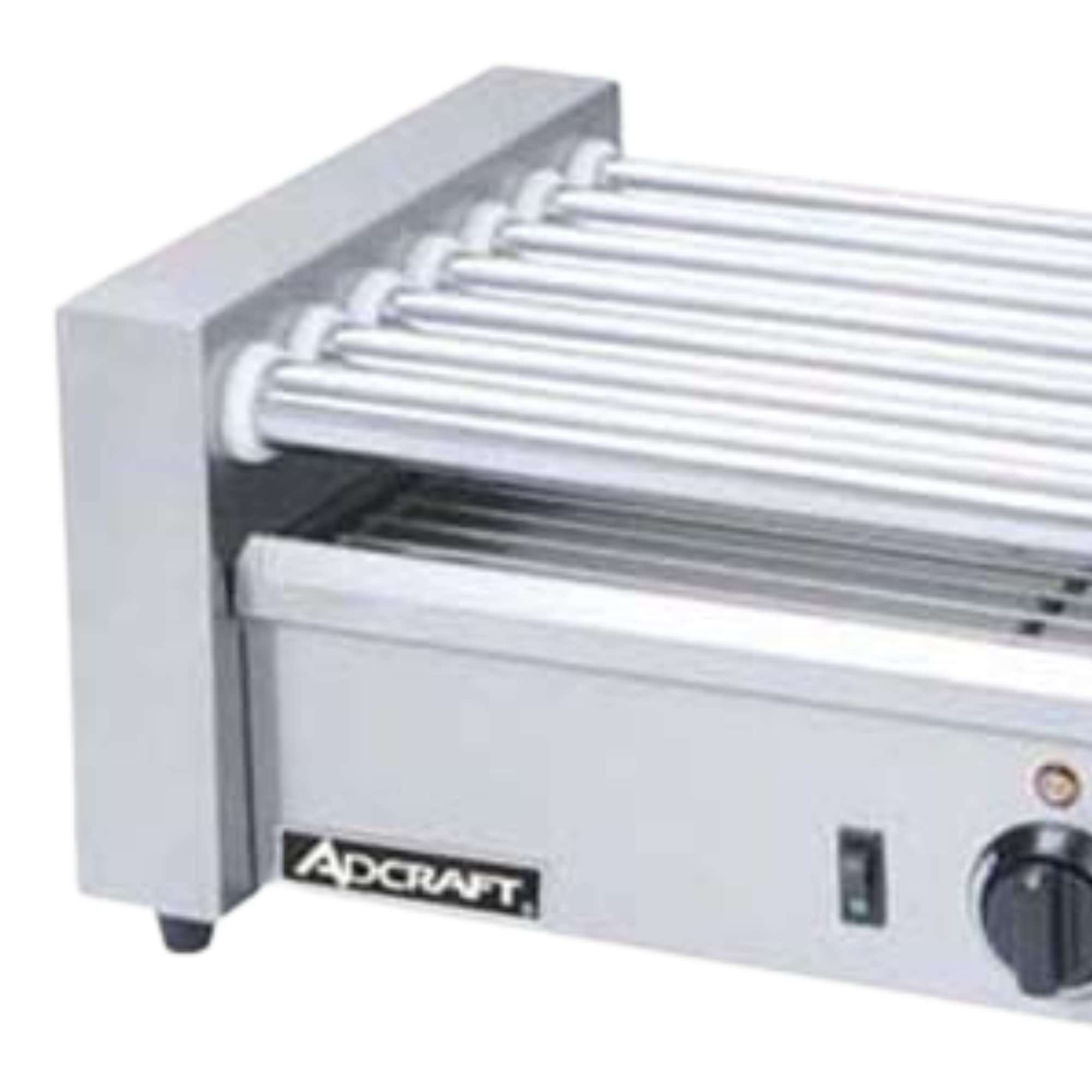 Adcraft RG-07 18 Hot Dog Roller Grill, 7-Roller, Stainless Steel, Flat Top, 560-Watts, 120v, NSF - Image 3
