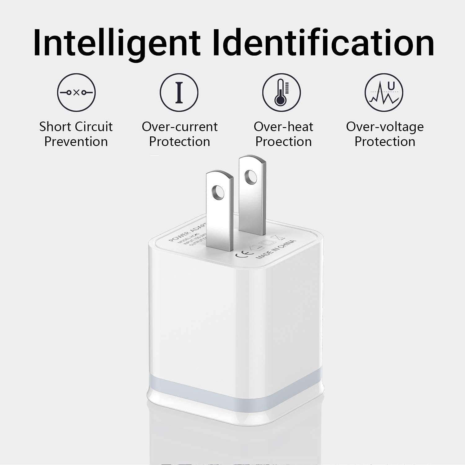 USB Wall Charger, 5-Pack 2.1A/5V Dual Port USB Cube Power Adapter Charger Plug Charging Block Replacement for iPhone Xs/XR/X, 8/7/6 Plus, Samsung, HTC, LG, Moto, Android Phones - Image 6