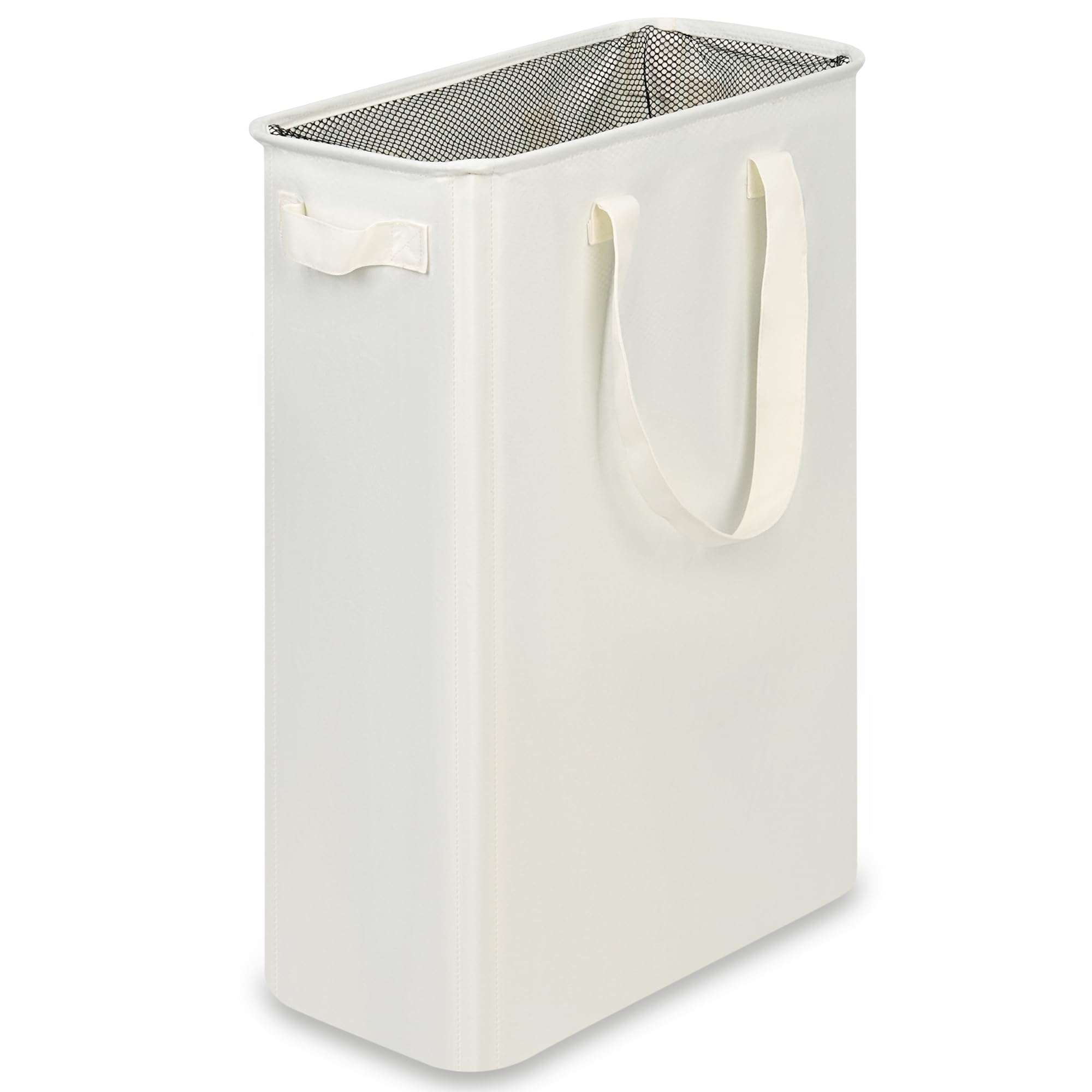 efluky Slim Laundry Basket, Narrow Laundry Hamper with Handles, Collapsible Dirty Clothes Hamper, Tall Laundry Bin for Laundry Room, Dorm and Bedroom, 12.7 Gallons(48L) Beige - Image 1