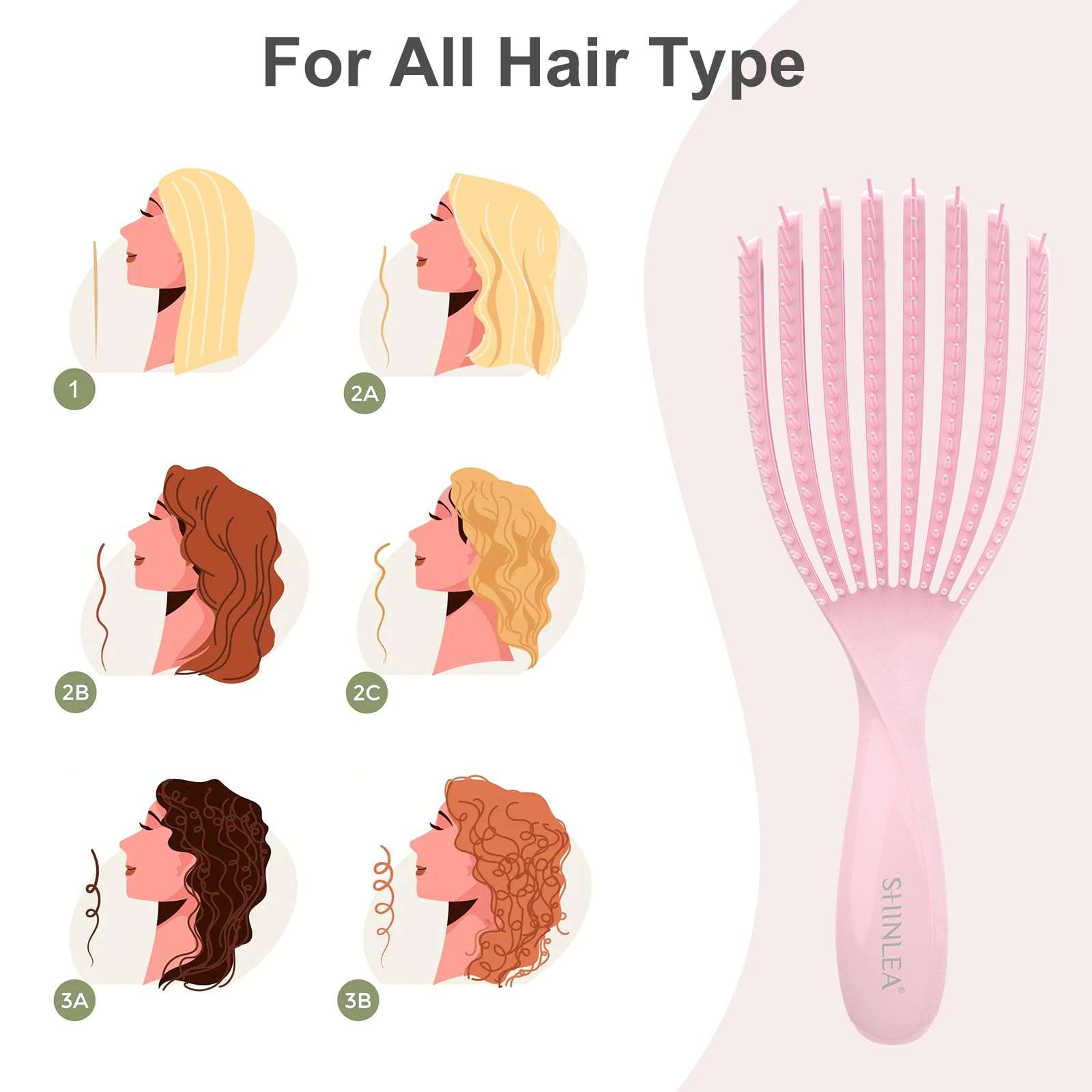 SHINLEA Detangler Brush for Curly Hair, Hairbrush for Wet Dry Thick Thin, Easily Comb Through Curl Hair and Reduces Breakage, Curly Brush for Women Men Kid (Pink) - Image 2