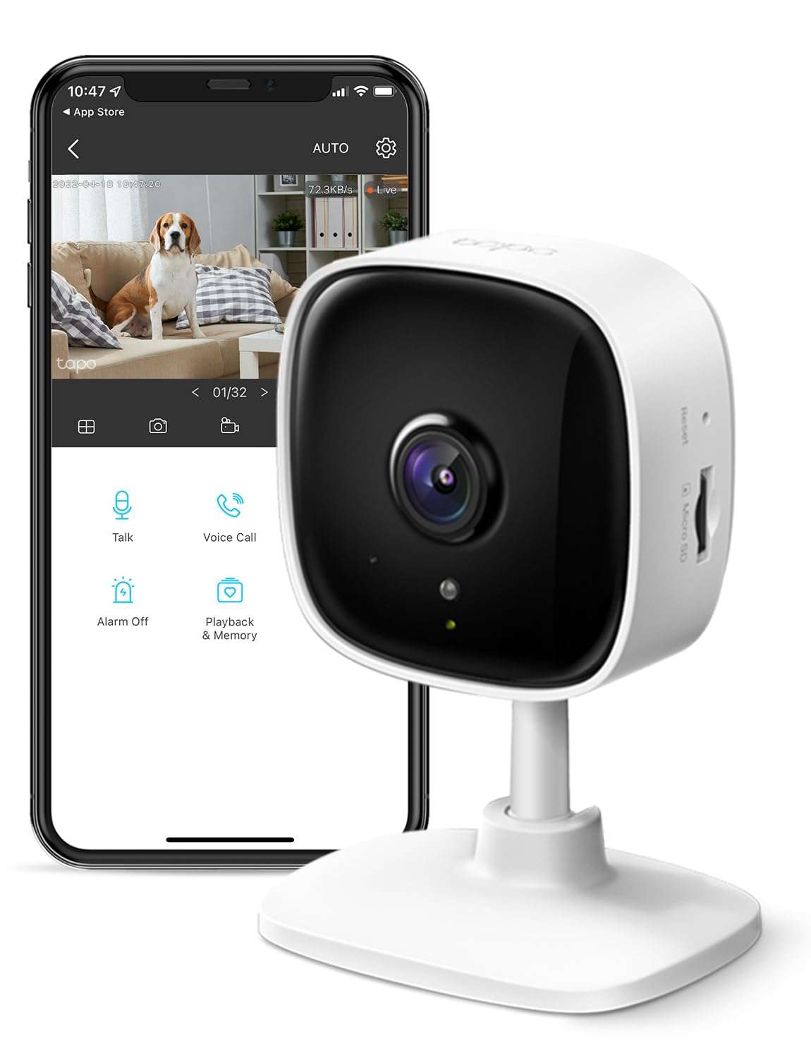 Tapo TP-Link 1080P Indoor Security Camera for Baby Monitor, Dog Camera w/Motion Detection, 2-Way Audio Siren, Night Vision, Cloud & SD Card Storage, Works w/Alexa & Google Home C100 - Image 1