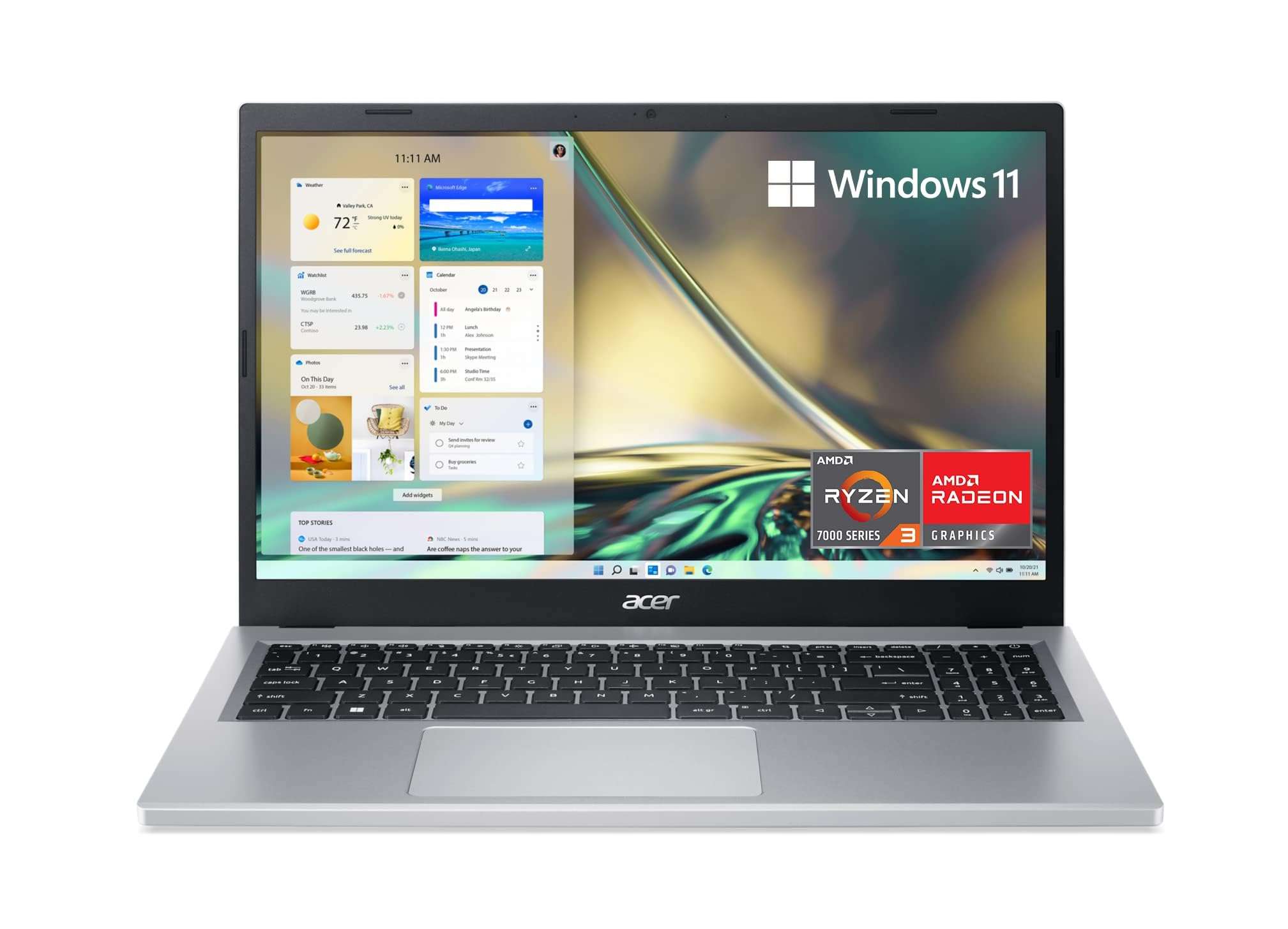 Acer Aspire 3 A315-24P-R7VH Slim Laptop | 15.6" Full HD | AMD Ryzen 3 7320U Quad-Core | AMD Radeon Graphics | 8GB LPDDR5 | 128GB NVMe SSD | Wi-Fi 6 | Windows 11 Home - Image 1