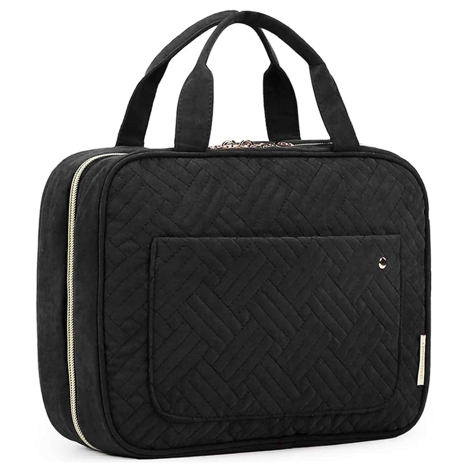BAGSMART Toiletry Bag Travel Bag with Hanging Hook, Water-resistant Makeup Cosmetic Bag Travel Organizer for Accessories, Shampoo, Full-size Container, Toiletries (Black, Medium) - Image 1