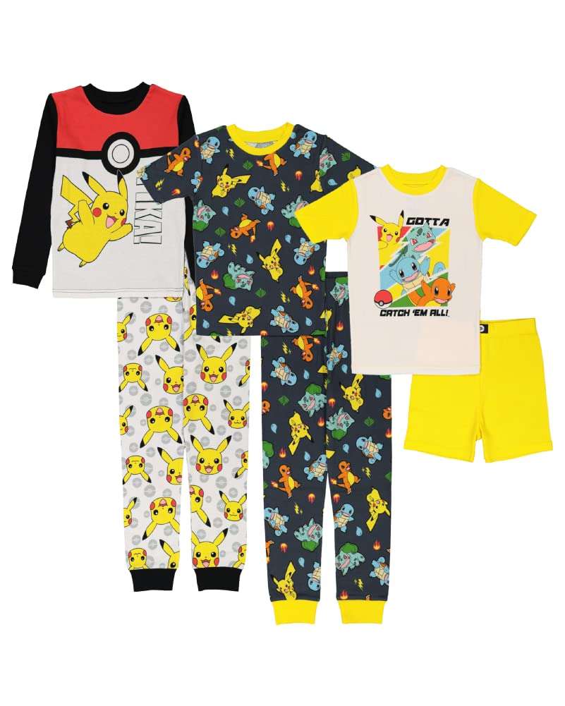 Pokémon Boys' 6-Piece Snug-fit Cotton Pajama Set, Soft & Cute for Kids - Image 1