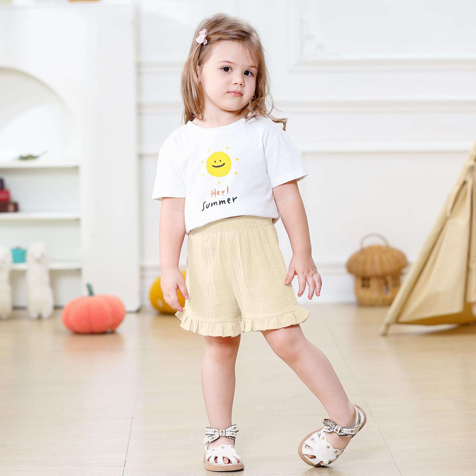 DREAM BUS 3 Pack Baby Girls Shorts Toddler Summer Casual Shorts Cotton Toddler Girls Ruffled Shorts Newborn Infant Bloomers - Image 4
