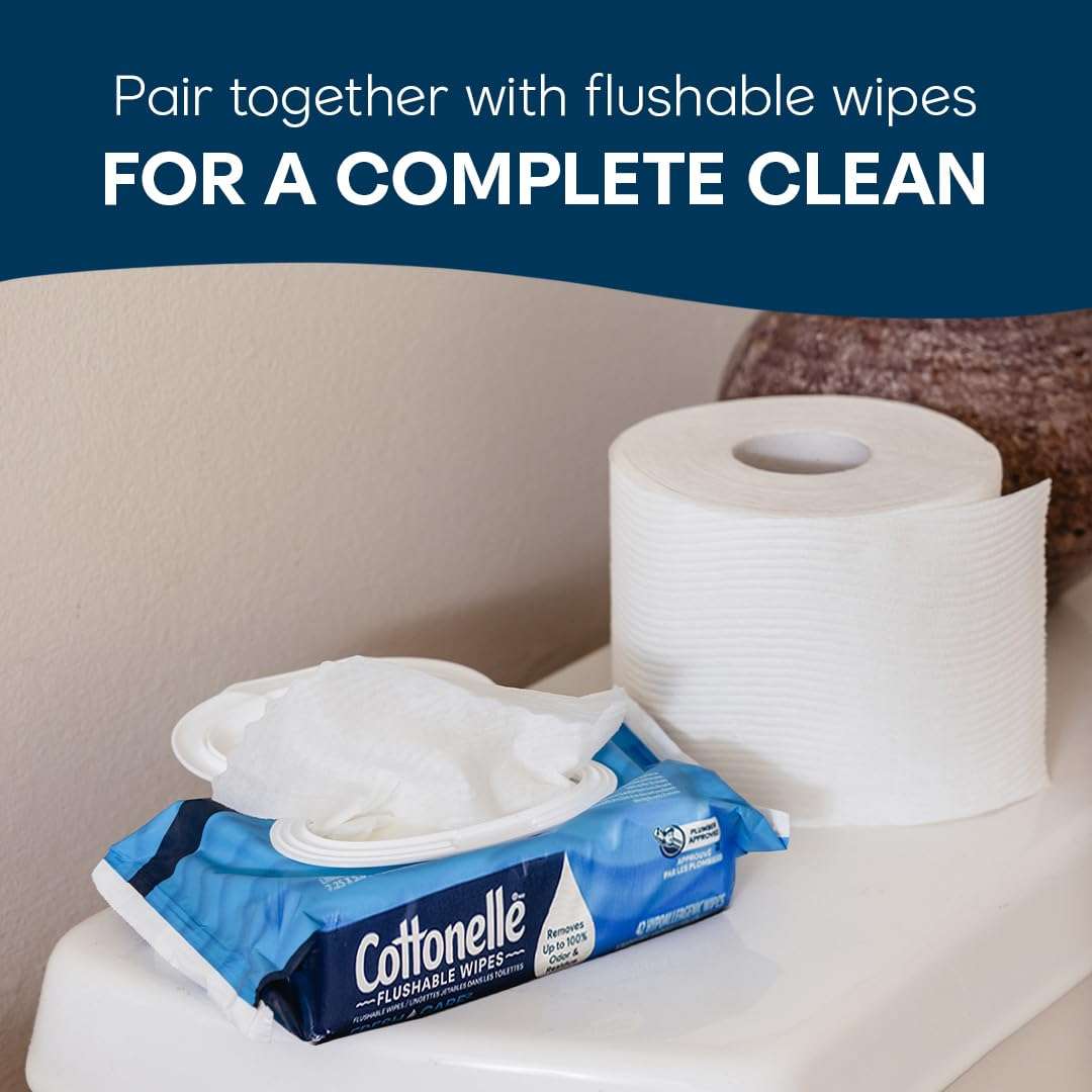 Cottonelle Ultra Clean Toilet Paper with Active CleaningRipples Texture, Strong Bath Tissue, 24 Family Mega Rolls = 132 Regular Rolls (4 Packs of 6) - Image 7