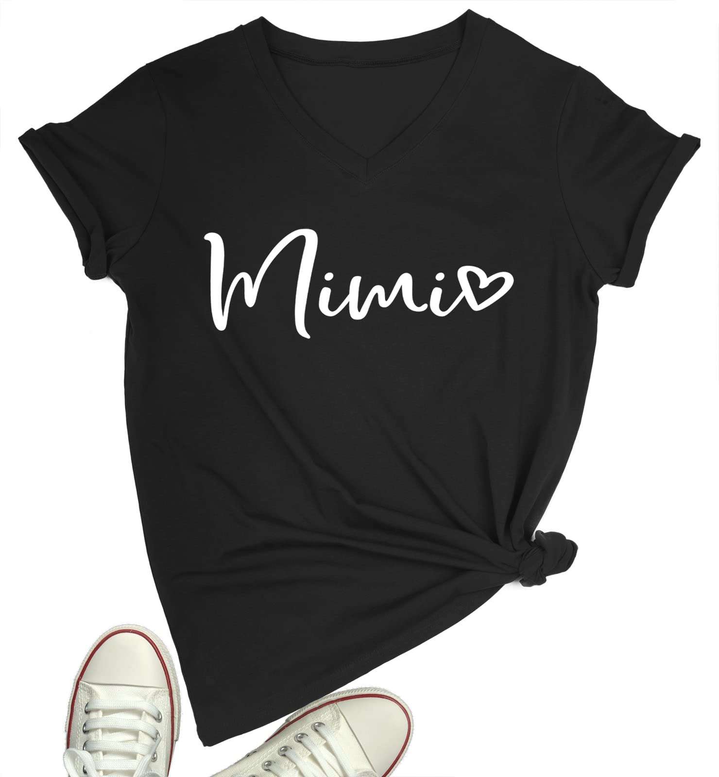 BABEGO Womens Mimi Heart T Shirt Cute Letter Print Short Sleeve Graphic Tees - Image 1