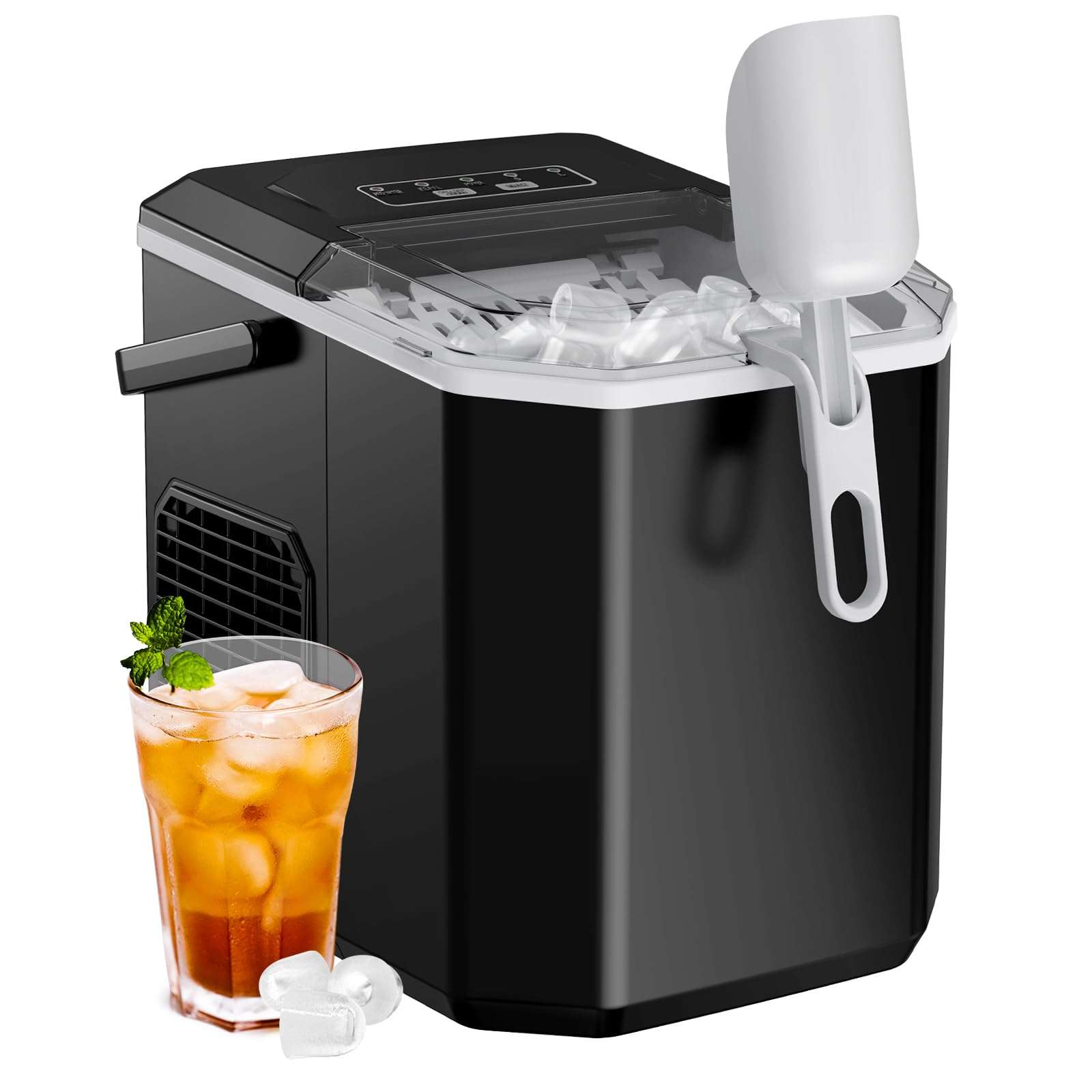 Silonn Ice Maker Countertop, Portable Ice Machine with Carry Handle, Self-Cleaning Ice Makers with Basket and Scoop, 9 Cubes in 6 Mins, 26 lbs per Day, Ideal for Home, Kitchen, Camping, RV - Image 1