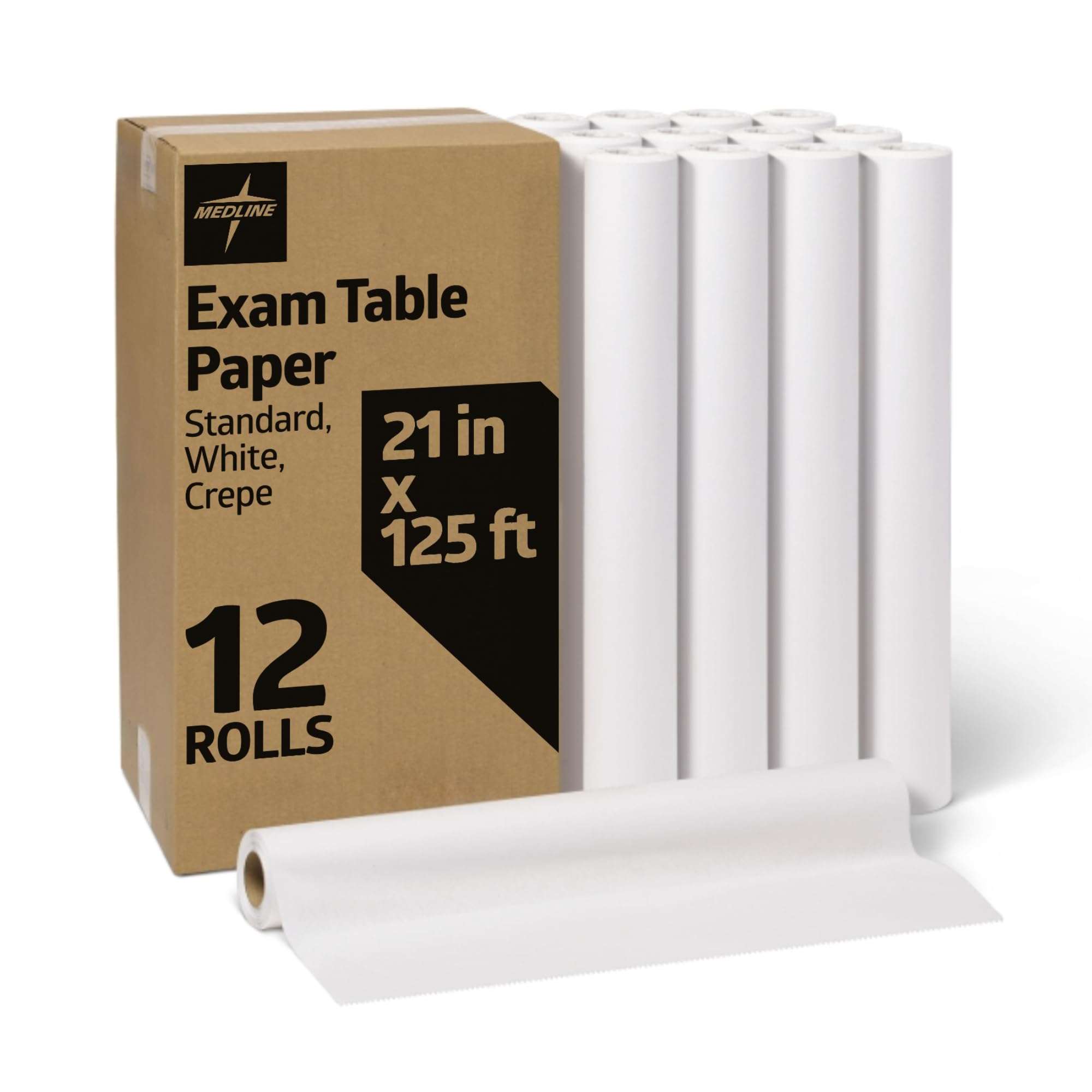 Medline Medical Exam Table Paper, Crepe Table Paper, 21 inches x 125 feet, Case of 12 Rolls - Image 1
