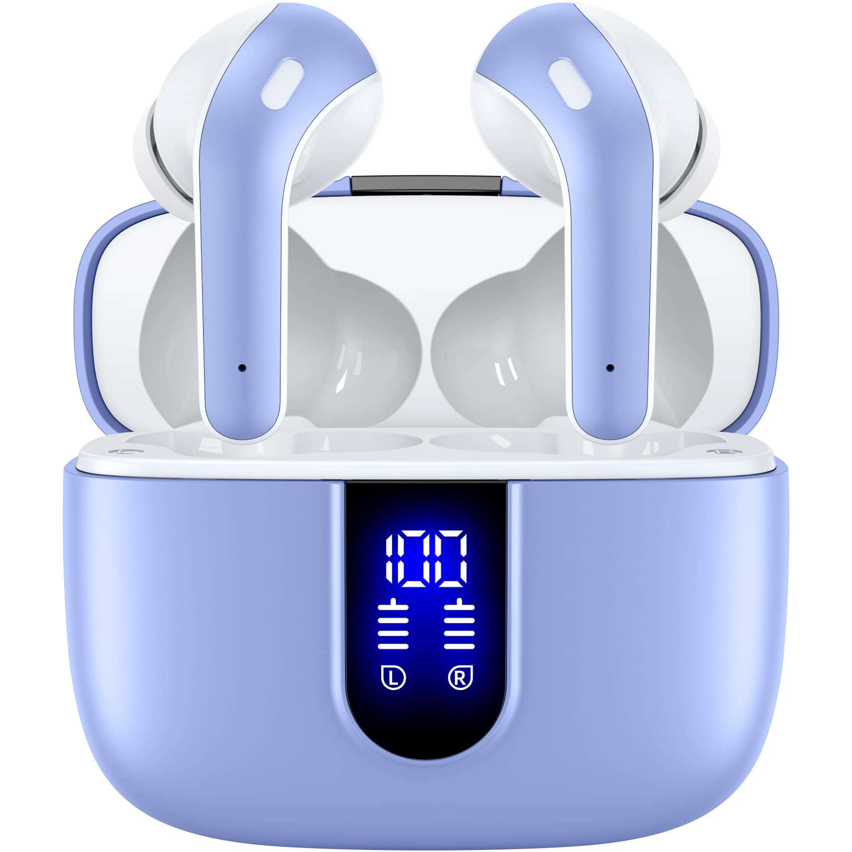 TAGRY Bluetooth Headphones True Wireless Earbuds 60H Playback LED Power Display Earphones with Wireless Charging Case IPX5 Waterproof in-Ear Ear buds with Mic for TV Smart Phone Laptop Computer Sports - Image 1