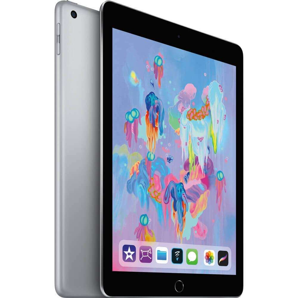 Apple iPad with WiFi, 128GB, Space Gray (2018 Model) (Renewed) - Image 1