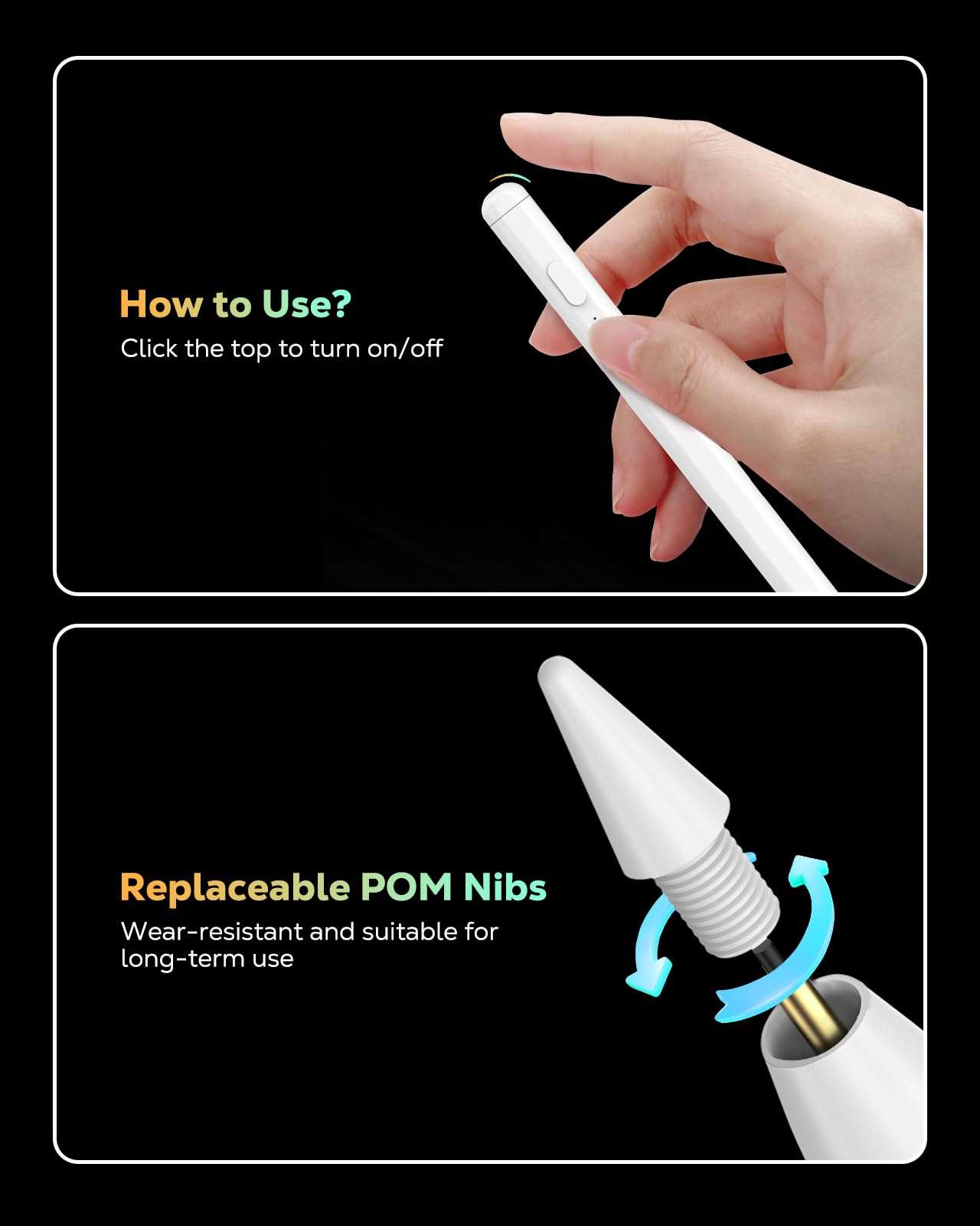 MoKo Pencil for iPad (A16) 11th 10th Gen, Stylus Pen for 2018-2025 Apple iPad 11/10/9/8/7/6/A16, Mini 7/6/5, Air M3/M2 11"/13"/5/4/3, Pro M4 13"/12.9"/11" Tilt Sensitivity, USB-C Fast Charging,White - Image 7