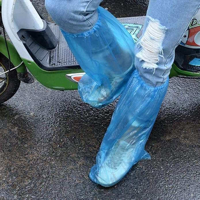 IwIeIaIrI Disposable Shoe Covers 60 Pack (30 Pairs) Blue Rain Shoes and Boots Cover Plastic Long Shoe Cover Clear Waterproof Anti-Slip Overshoe for Women Men Water Boots Cover Rainy Day Use Cover - Image 4