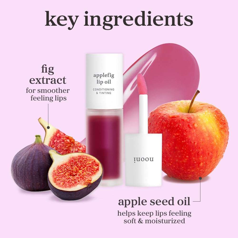 NOONI Korean Lip Oil - Applefig | Long-Lasting, Moisturizing, Plumping, Revitalizing for Dry Lips, Waterproof, No Peel Off, Hydrating, Nourishing Crystal Clear, 0.12 FL Oz - Image 7