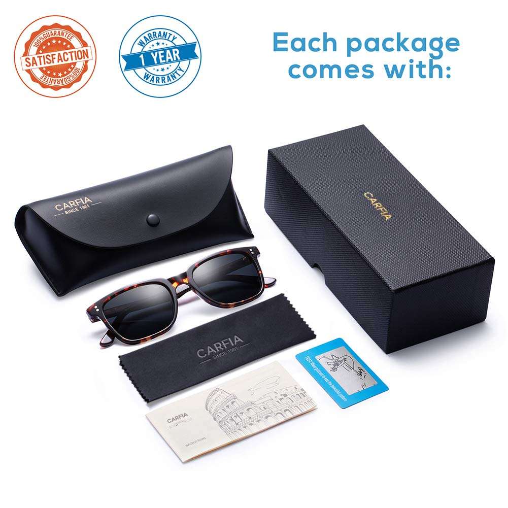 CARFIA Polarized Men's Sunglasses UV400 Protection for Driving Fishing Cool Man Acetate Shades CA5354L - Image 6
