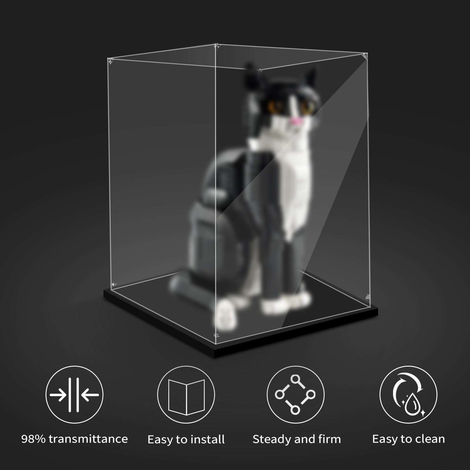 LILIKAKA Display Case for Lego 10350 Tudor Corner, 21349 Tuxedo Cat or 21326 Winnie The Pooh, 11.41x10.62x13.77inches (29x27x35cm). - Image 4
