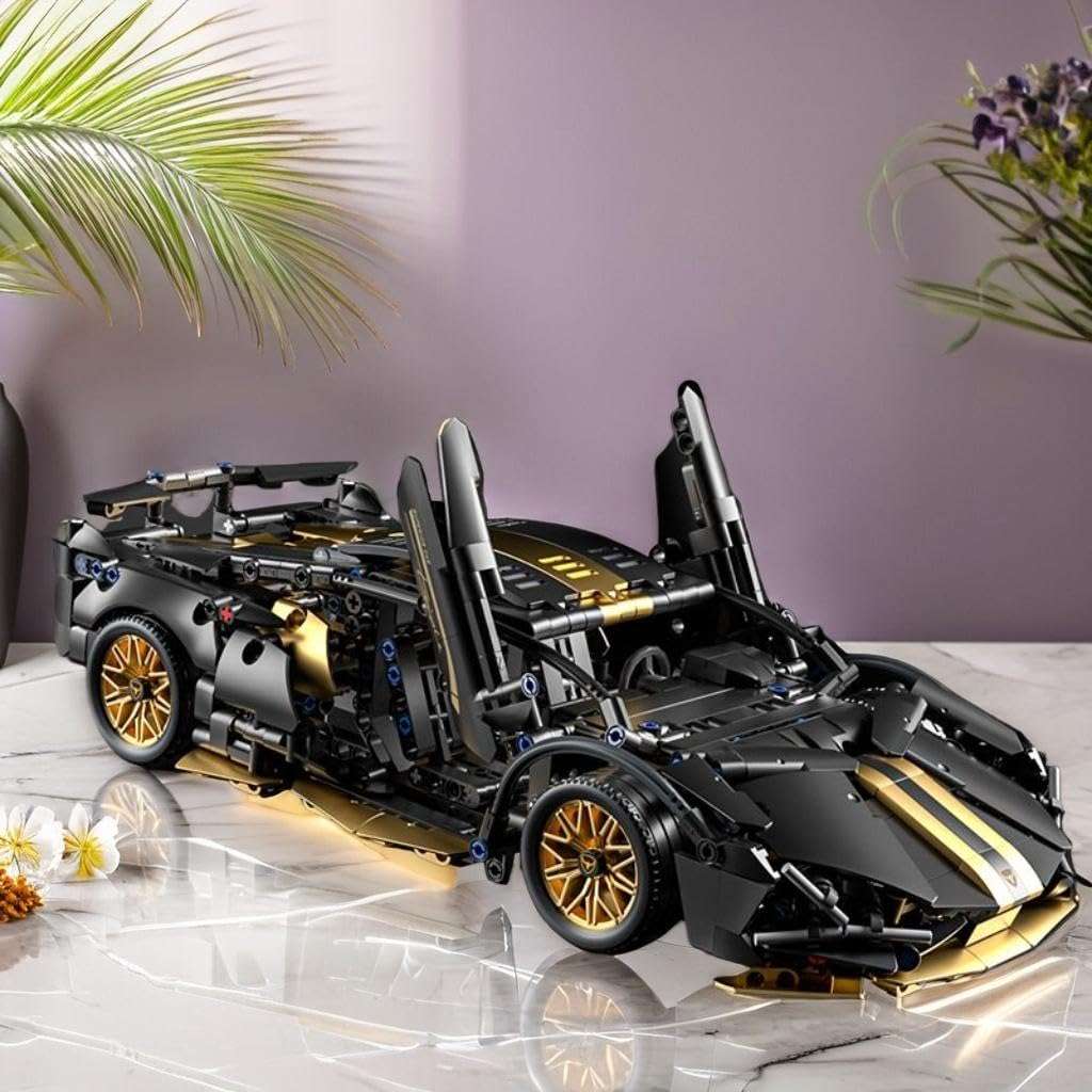 Chodia Sport Race Car Building Block Sets for Adults,Black Technical Racing Supercar Toys Kits Collectible 1:14 MOC Model Construction Birthday Gifts for Boys Men Teens Age 8+, 8-12 12-16,14+ - Image 5