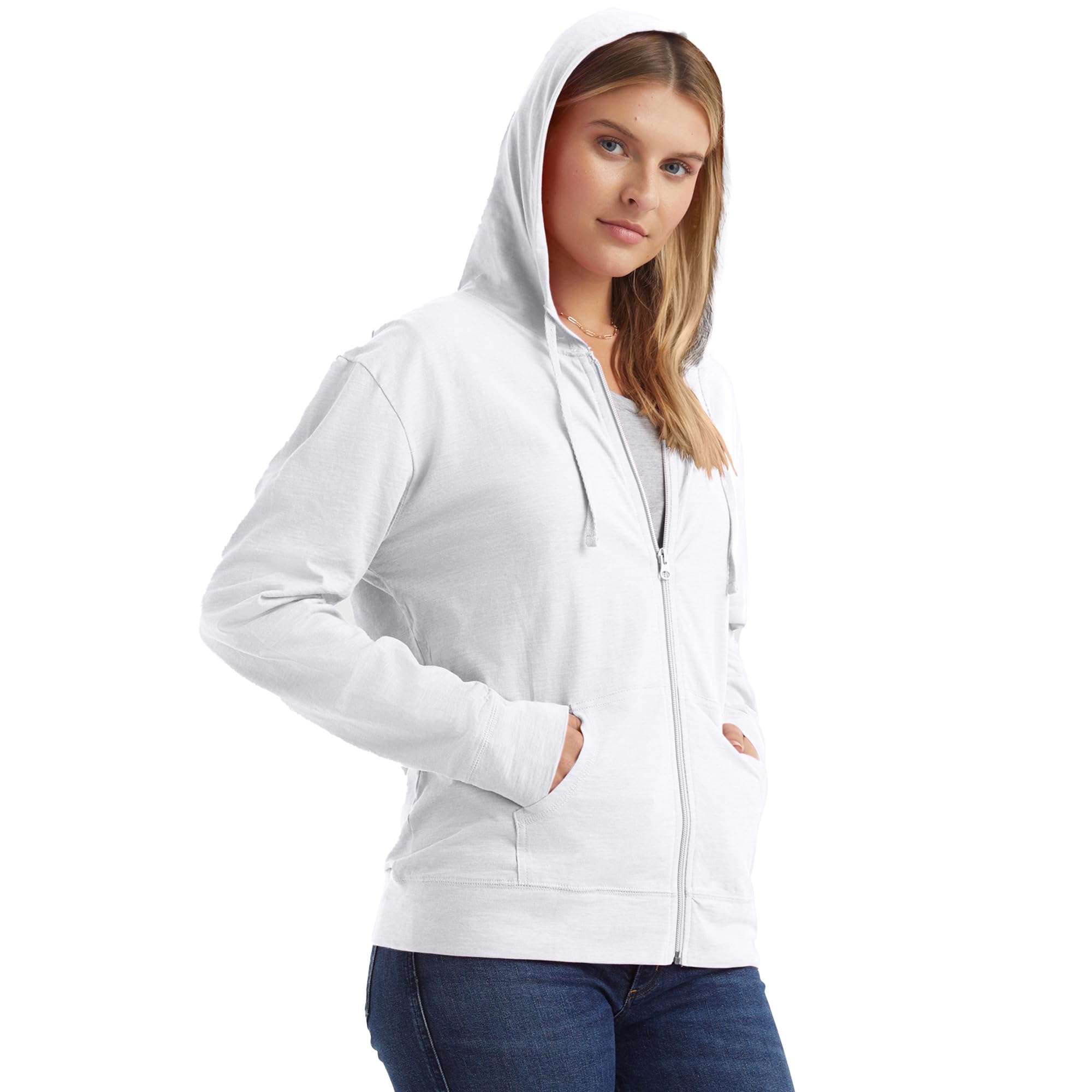 Hanes Women’s Slub Knit Full-Zip Hoodie, Textured Cotton Zip-Up T-Shirt Hoodie for Women - Image 3