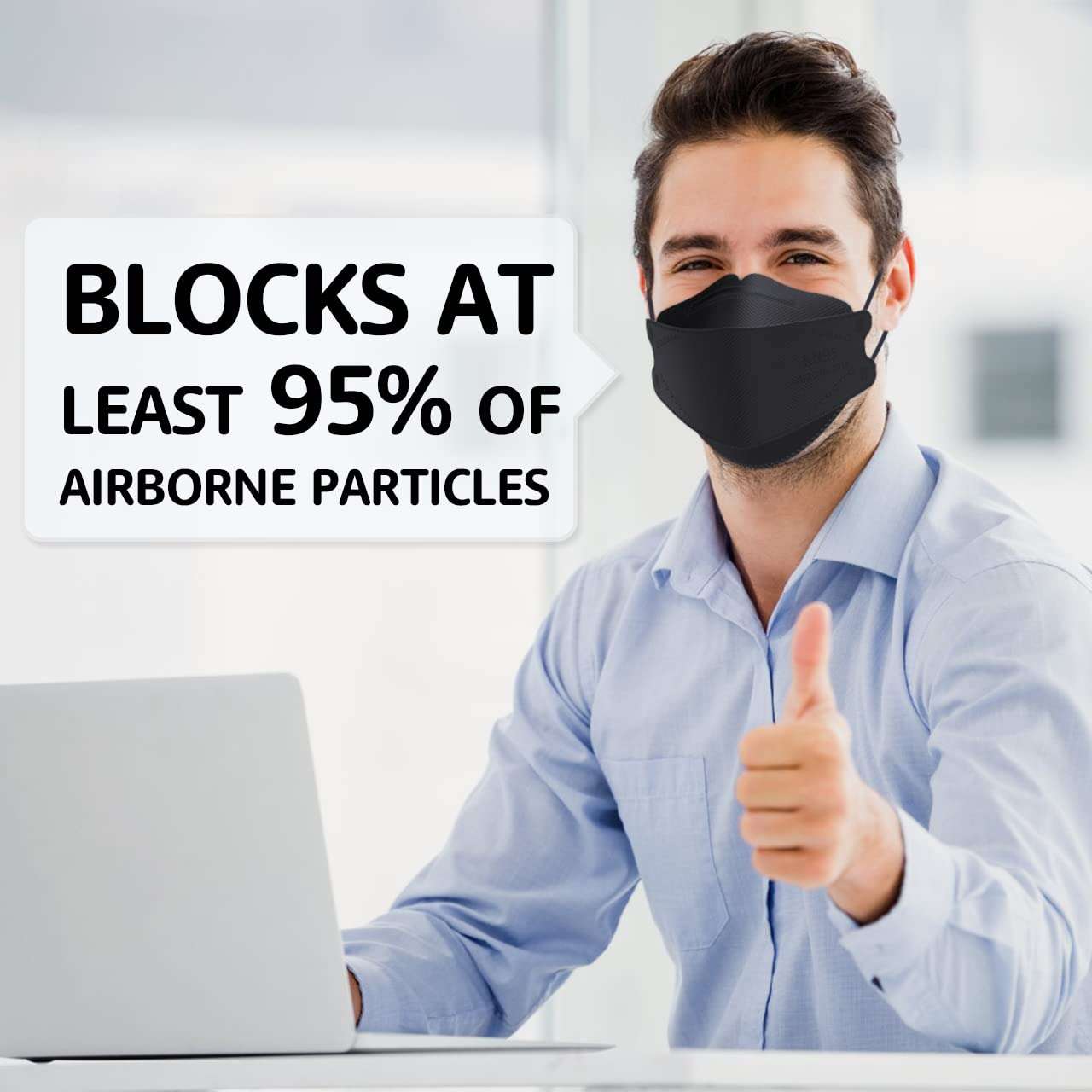 LEVENIS KN95 Face Masks 50 Pack, Breathable Comfortable and Disposable KN95 Mask, Black - Image 6