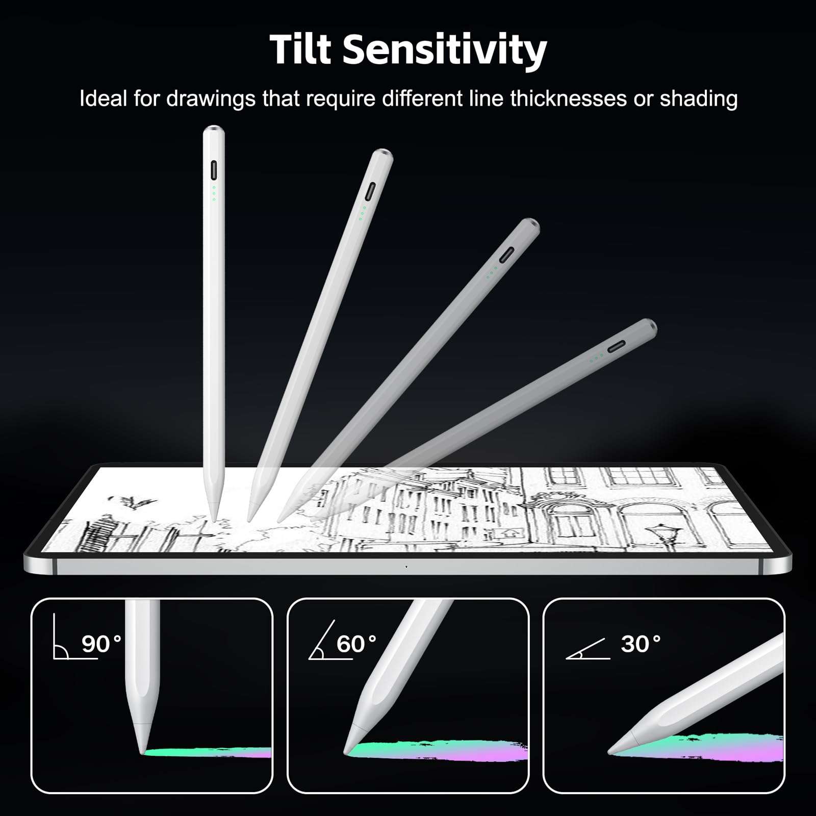 Aspaper Stylus Pen for iPad 2025-2018 with 13mins Fast Charge,Tilt Sensitive Palm Rejection Pencil for iPad 11th A16,10th/9th/8th/7th/6th, Air 11/13 M2/M3,Pro 11/13 M4,Pro 12.9“,Air 5/4/3,Mini 7/6/5 - Image 5